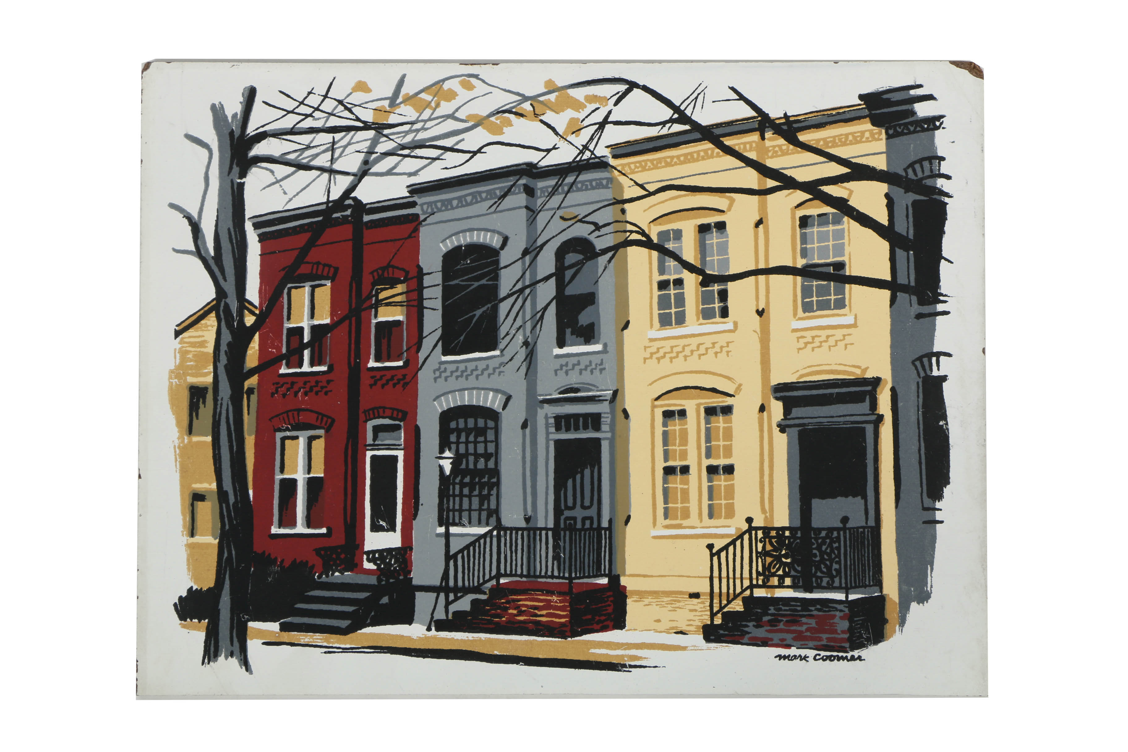 Collection of Mark Coomer Serigraphs on Boards of Architectural Landscapes