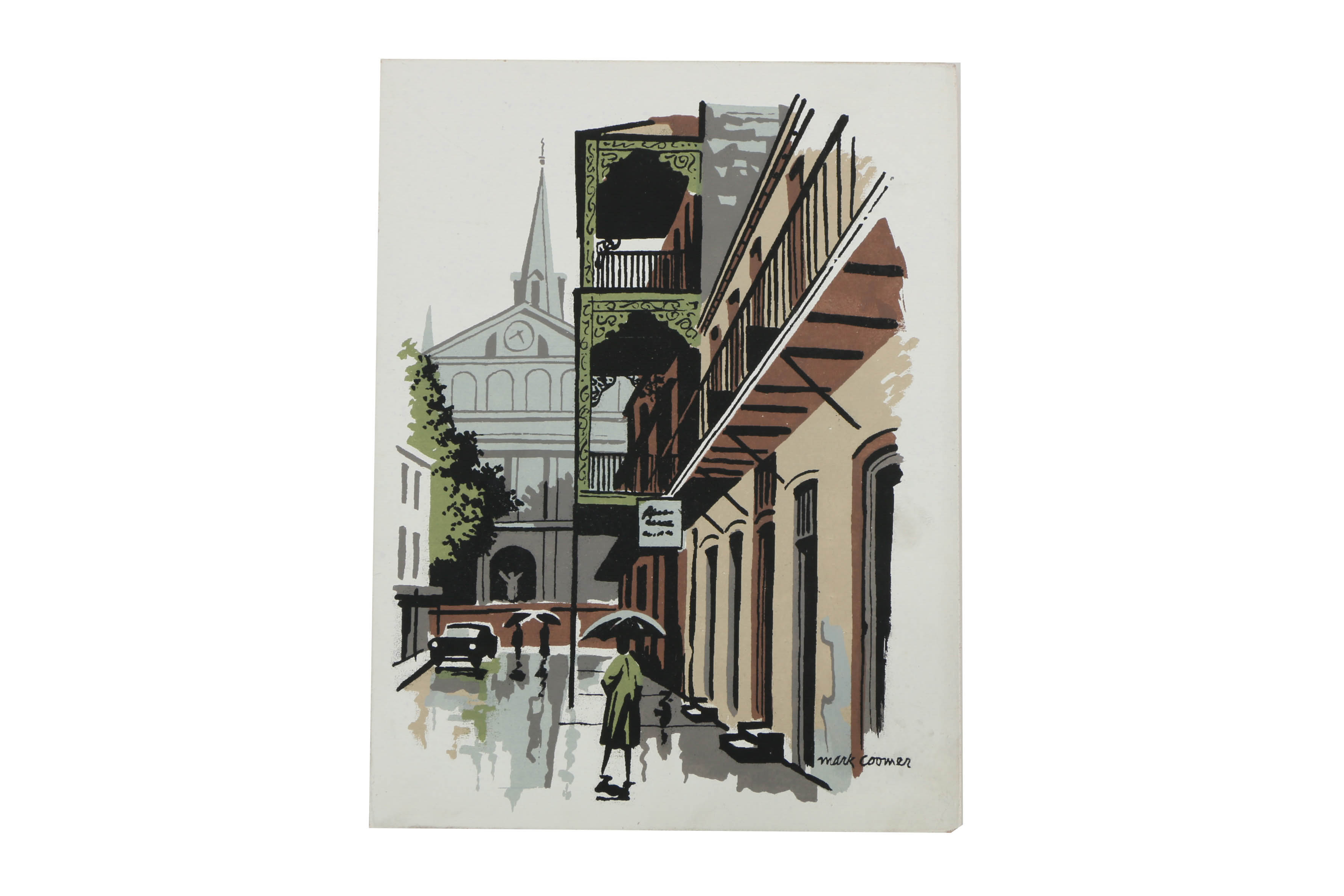 Collection of Mark Coomer Serigraphs on Boards of Architectural Landscapes