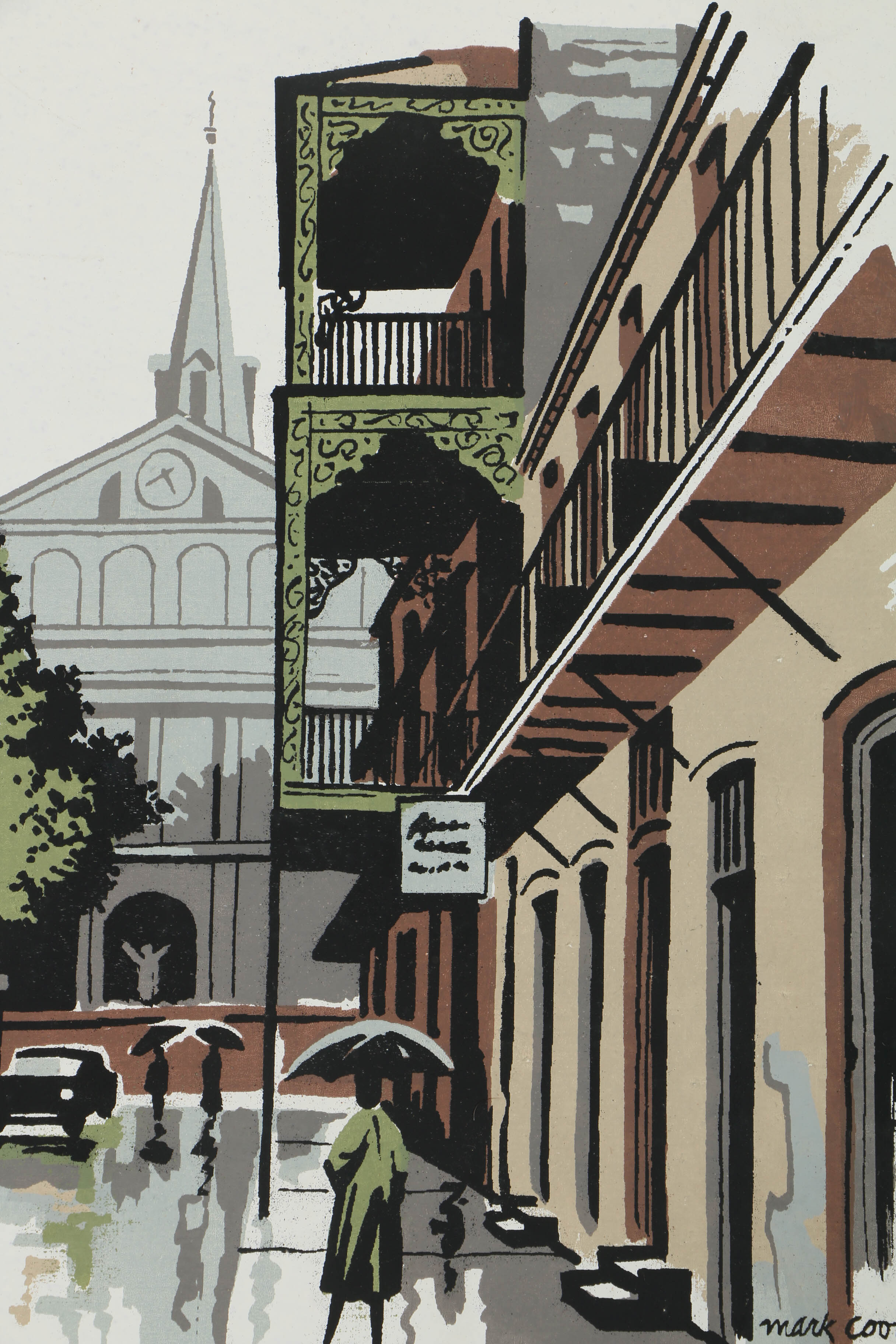 Collection of Mark Coomer Serigraphs on Boards of Architectural Landscapes