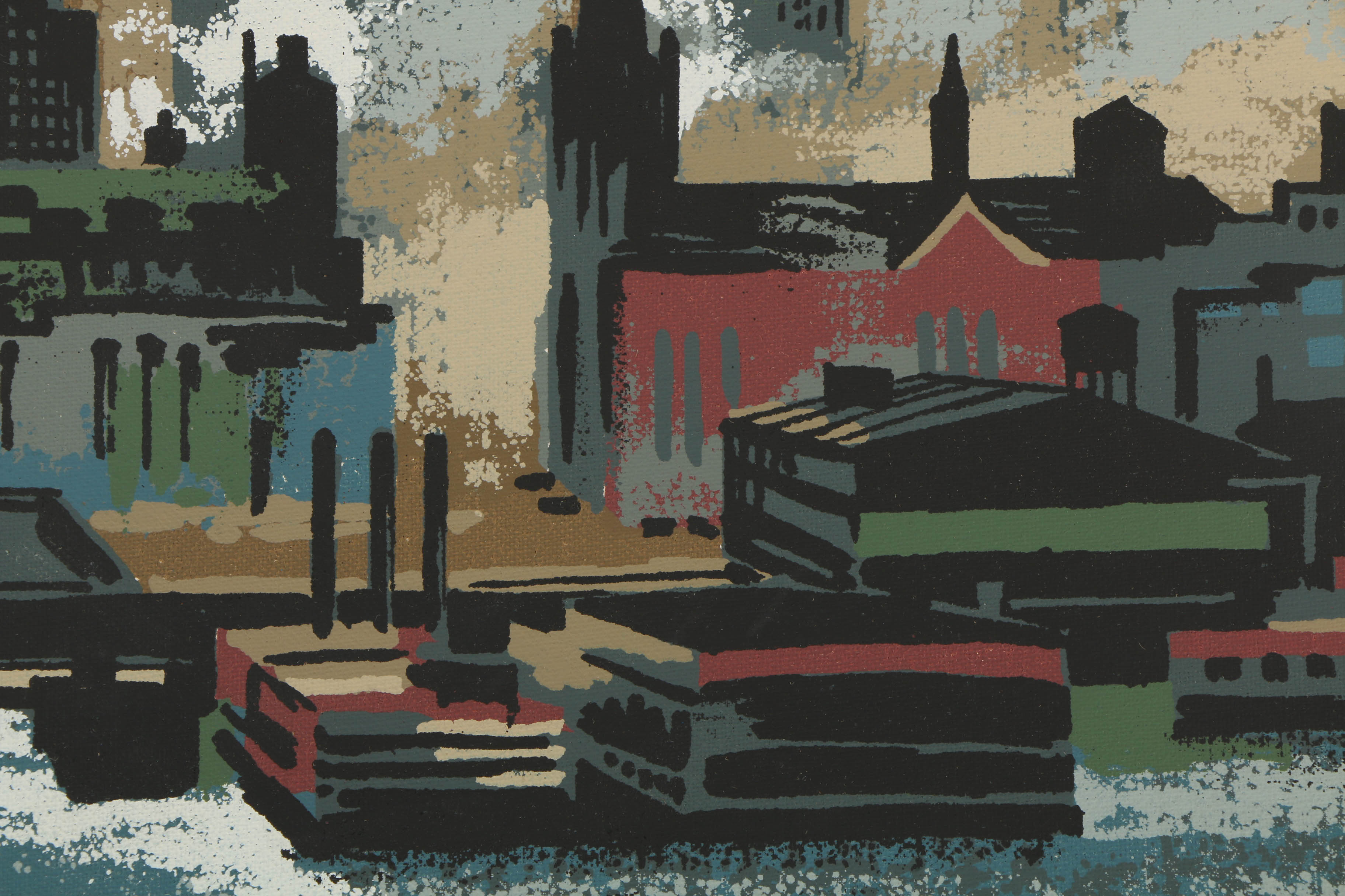 Collection of Mark Coomer Serigraphs on Boards of Architectural Landscapes