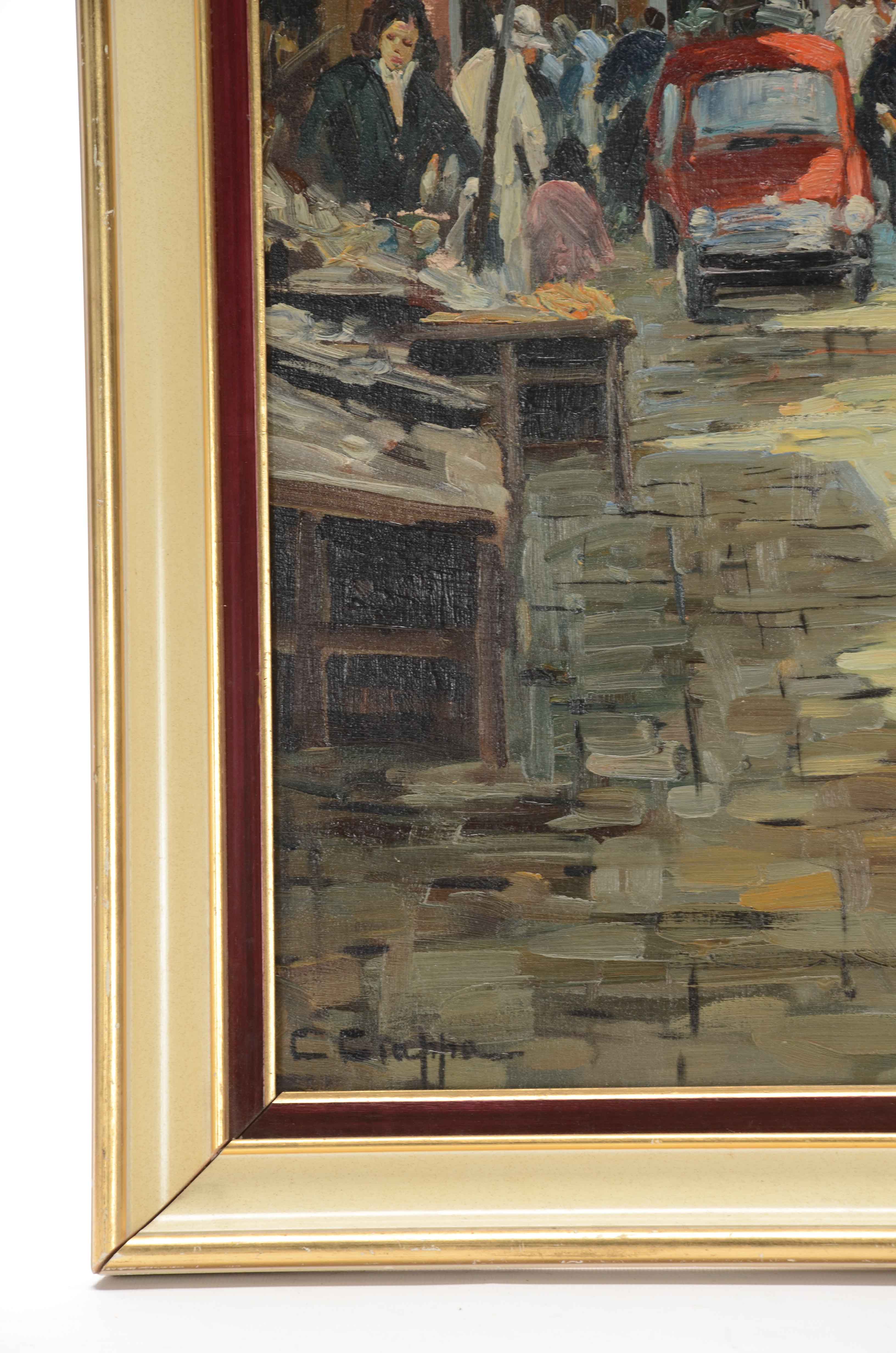 Carlo Ciappa Signed Oil Painting of Street Scene