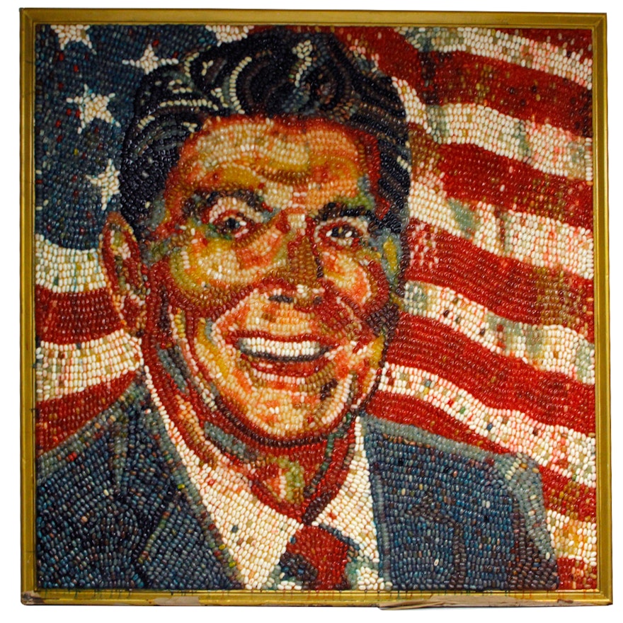 Peter Rocha Jelly Belly Mosaic Portrait of President Ronald Reagan