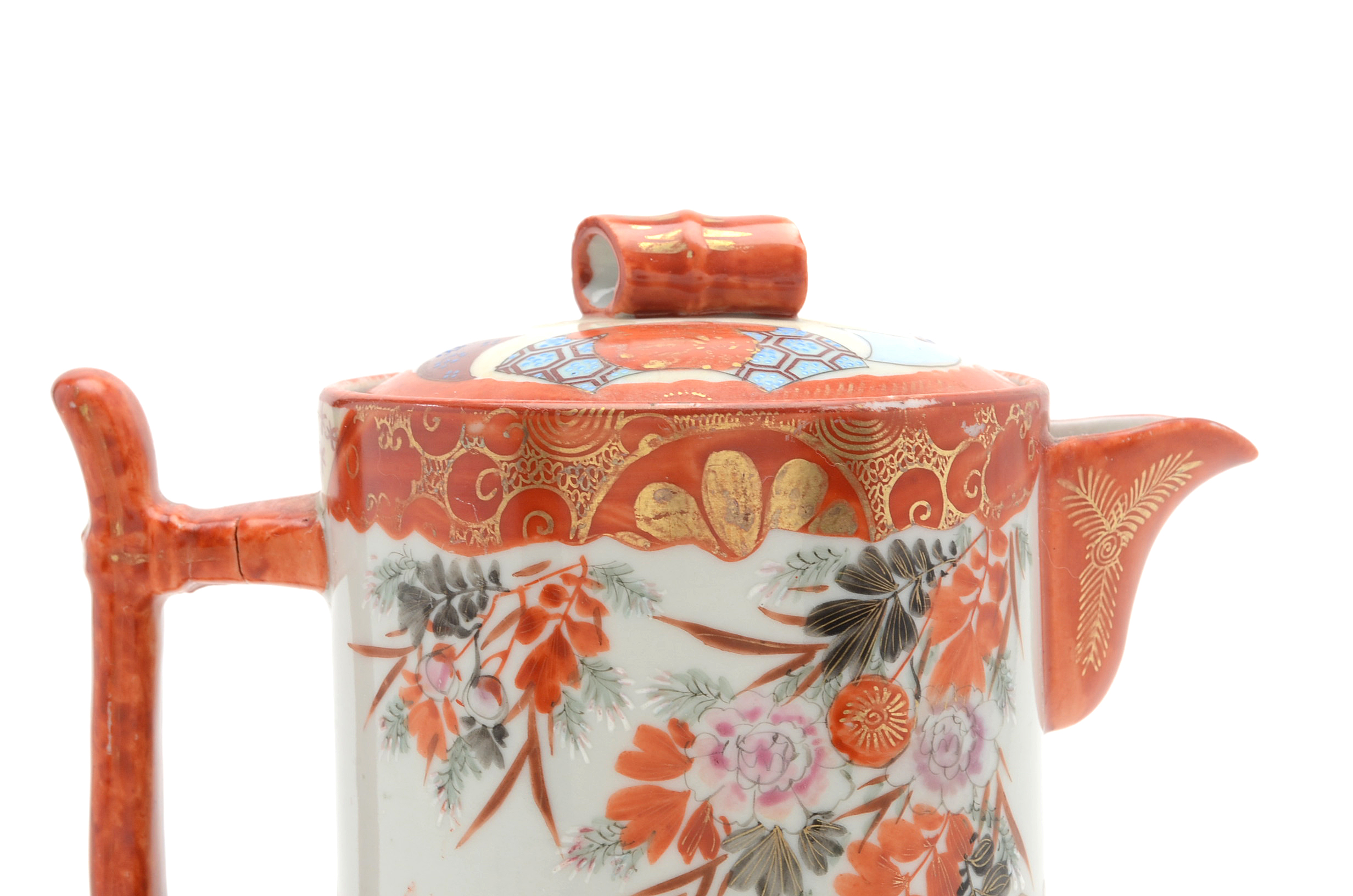 Antique Hand Painted and Signed Japanese Teapot Illustrating Fenghuang