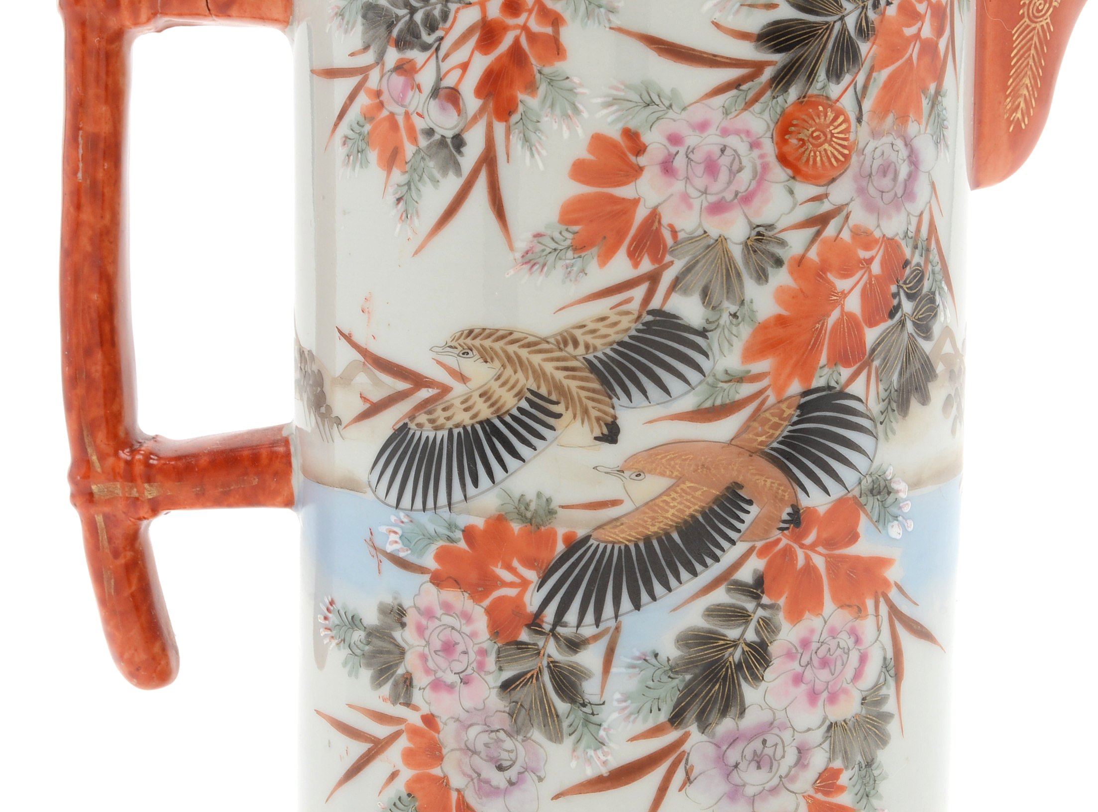 Antique Hand Painted and Signed Japanese Teapot Illustrating Fenghuang