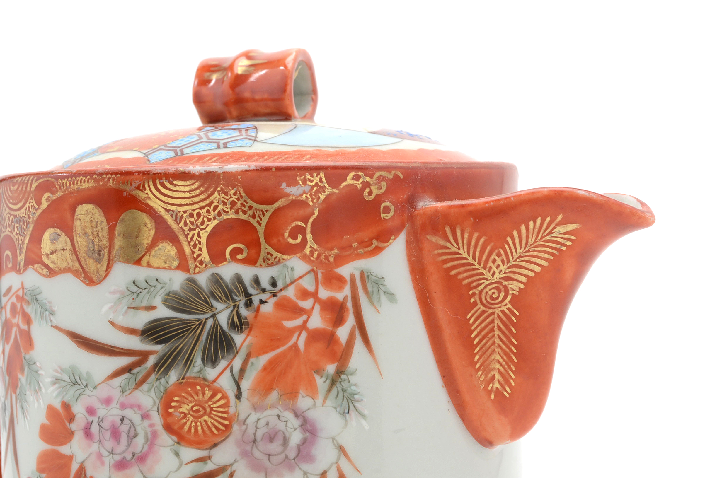 Antique Hand Painted and Signed Japanese Teapot Illustrating Fenghuang