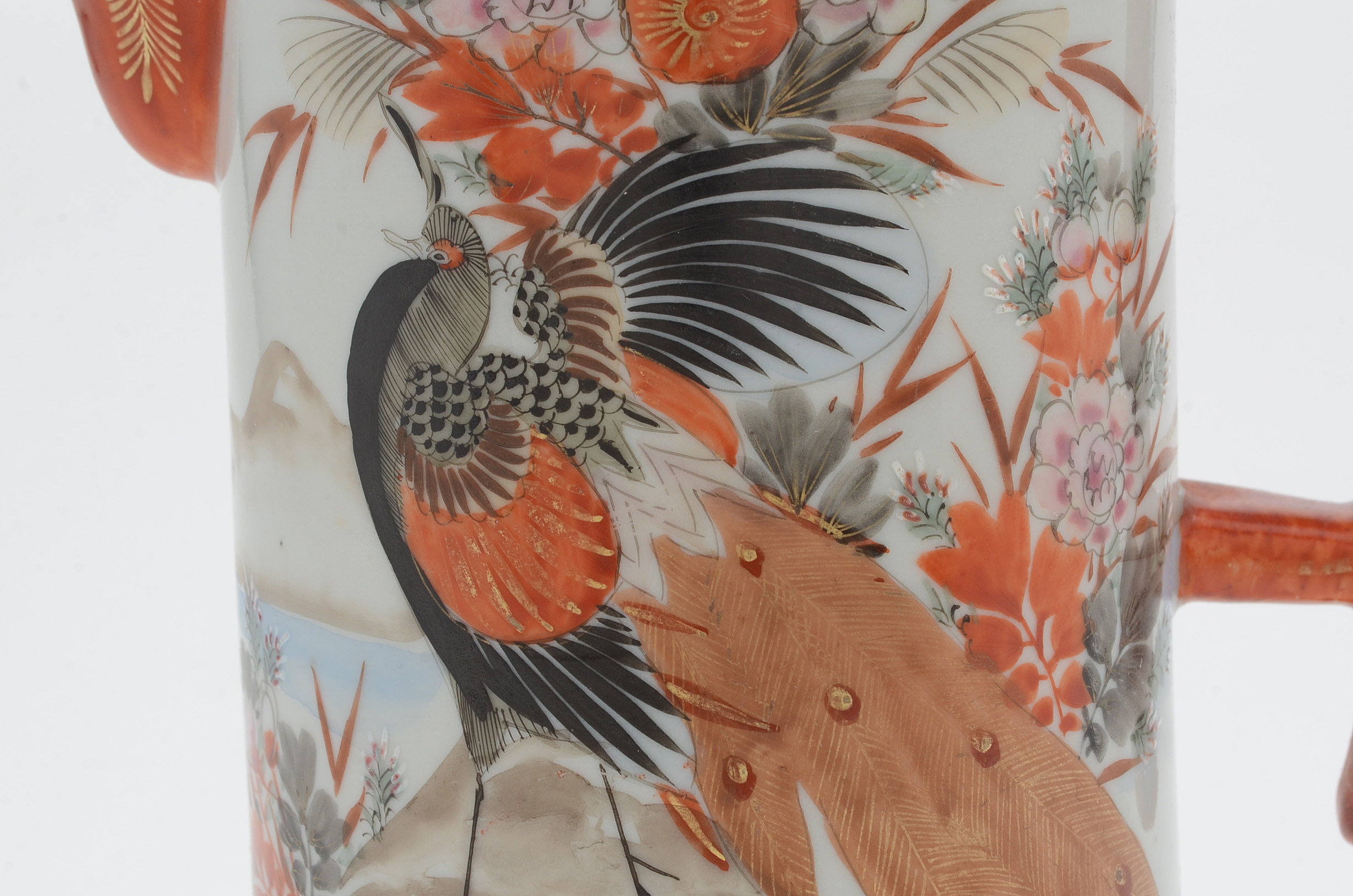 Antique Hand Painted and Signed Japanese Teapot Illustrating Fenghuang