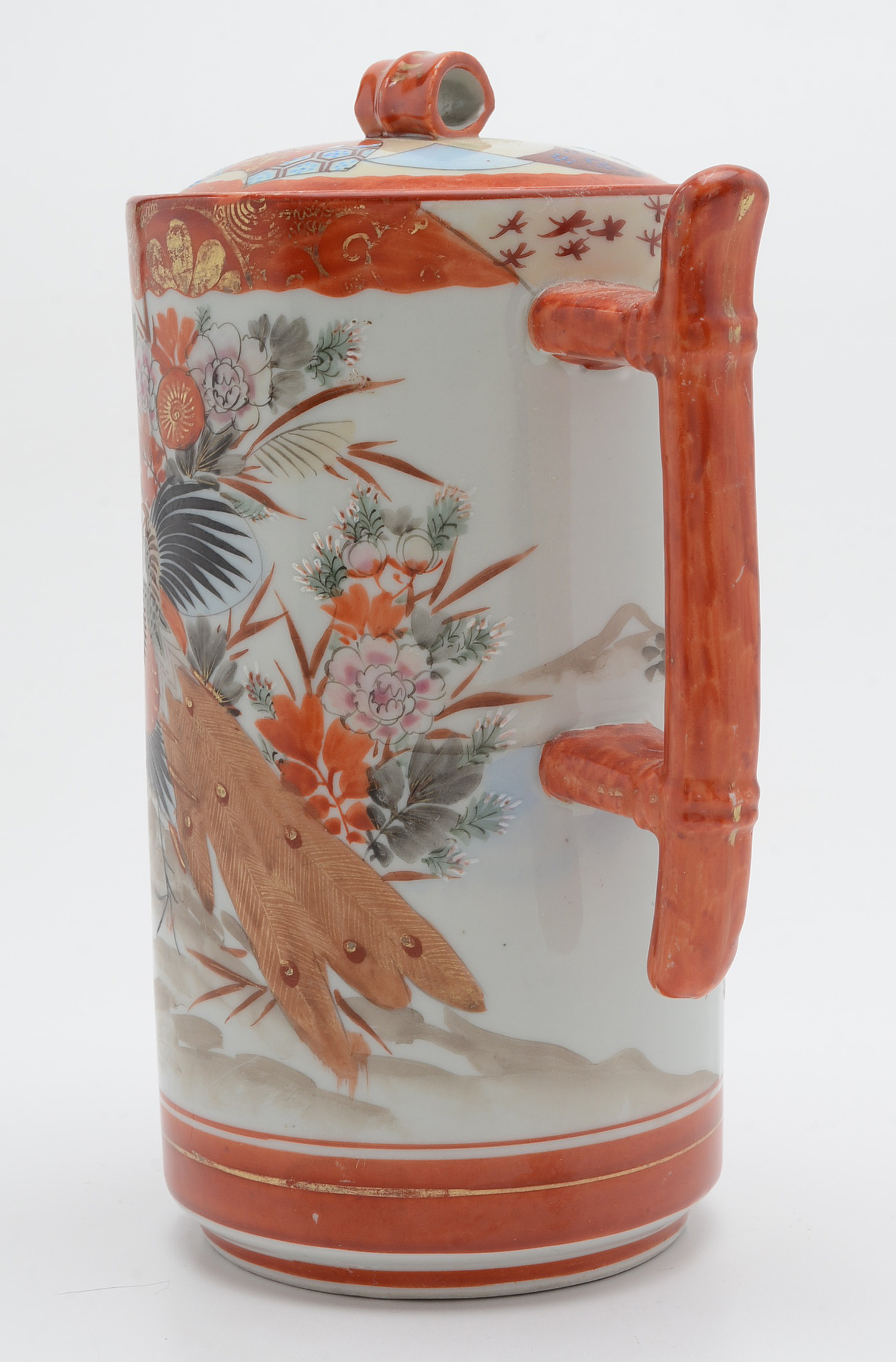 Antique Hand Painted and Signed Japanese Teapot Illustrating Fenghuang