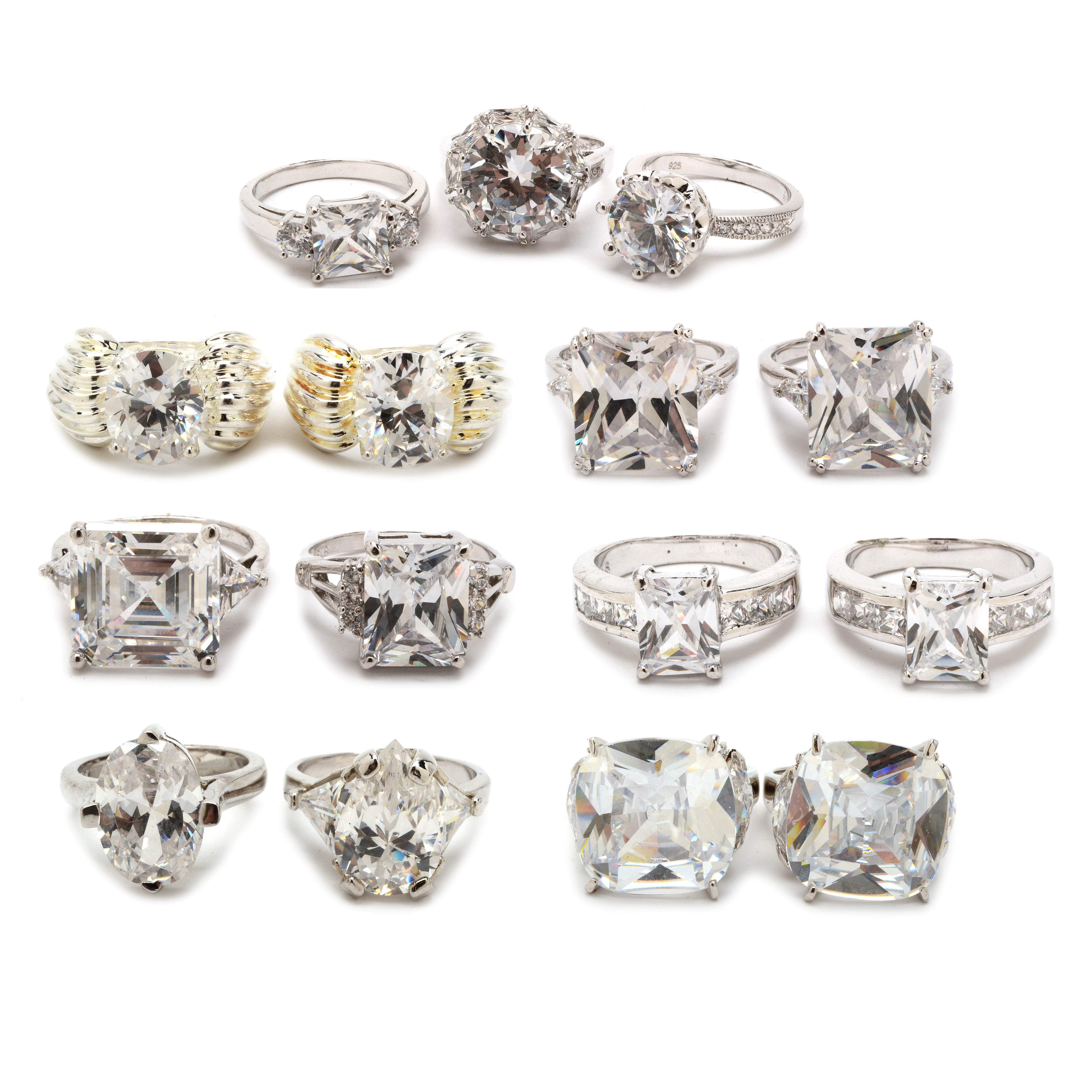 Sterling Silver Rings With Large Cubic Zirconias