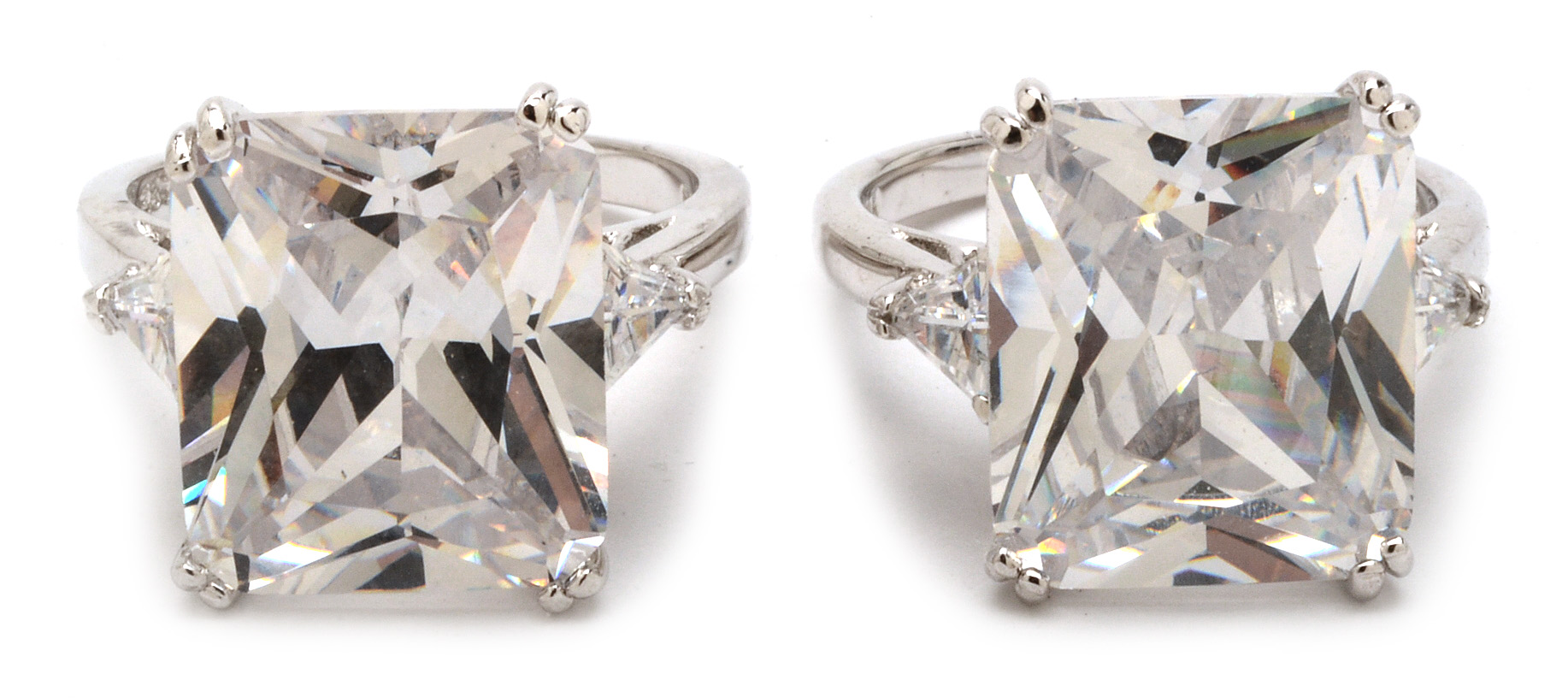 Sterling Silver Rings With Large Cubic Zirconias