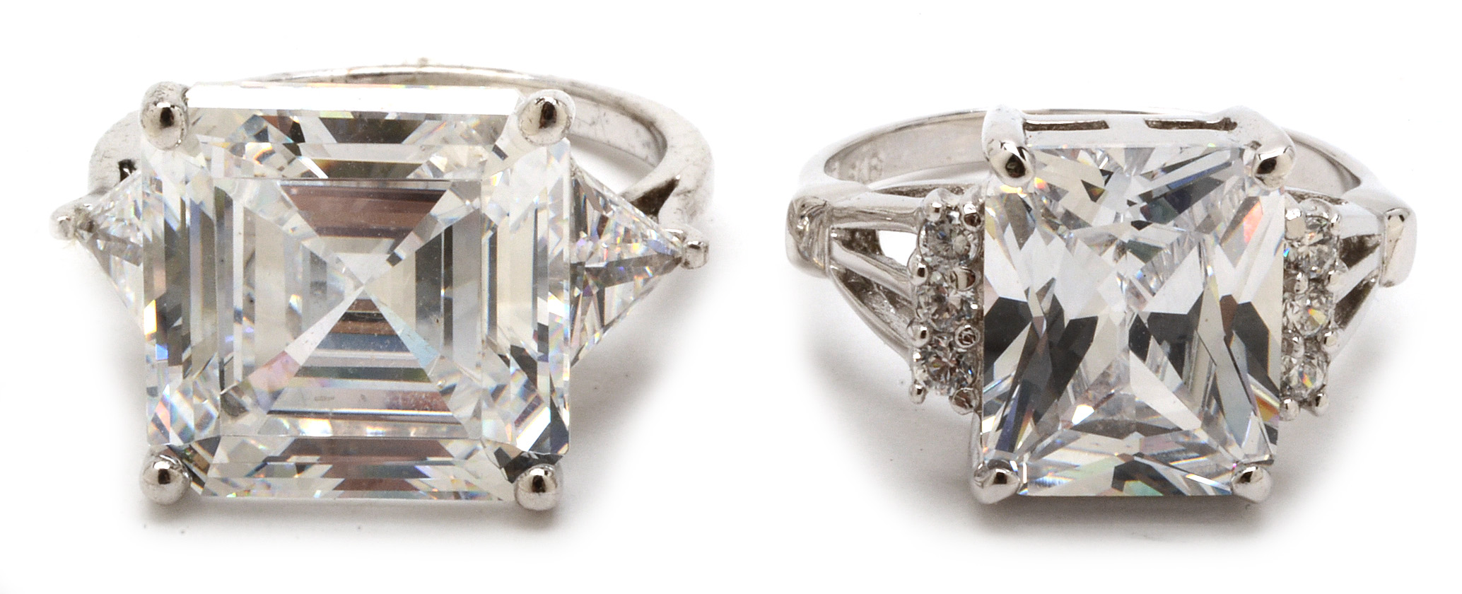 Sterling Silver Rings With Large Cubic Zirconias