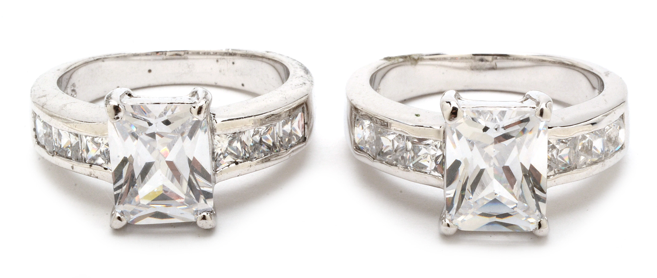 Sterling Silver Rings With Large Cubic Zirconias