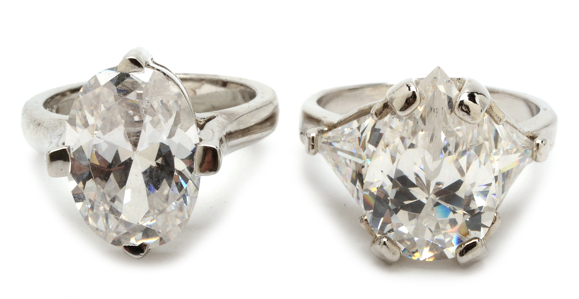 Sterling Silver Rings With Large Cubic Zirconias