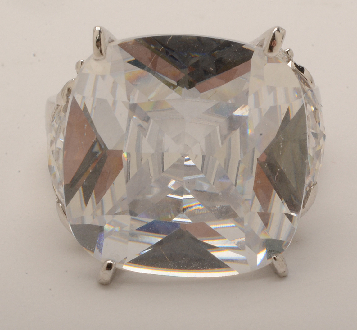 Sterling Silver Rings With Large Cubic Zirconias