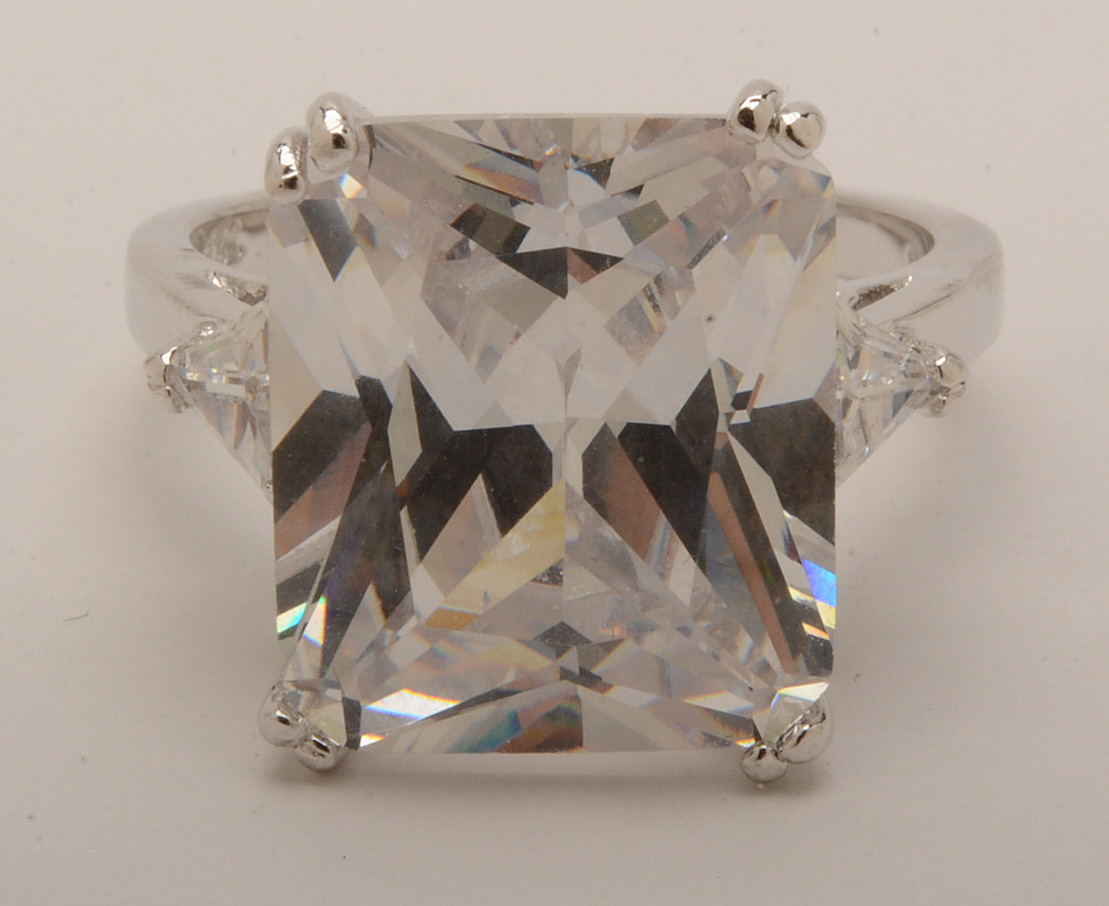 Sterling Silver Rings With Large Cubic Zirconias