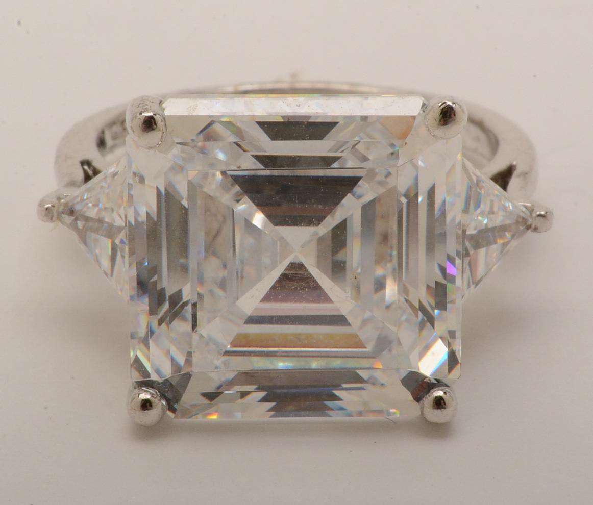 Sterling Silver Rings With Large Cubic Zirconias