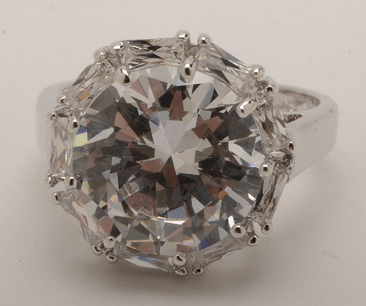 Sterling Silver Rings With Large Cubic Zirconias