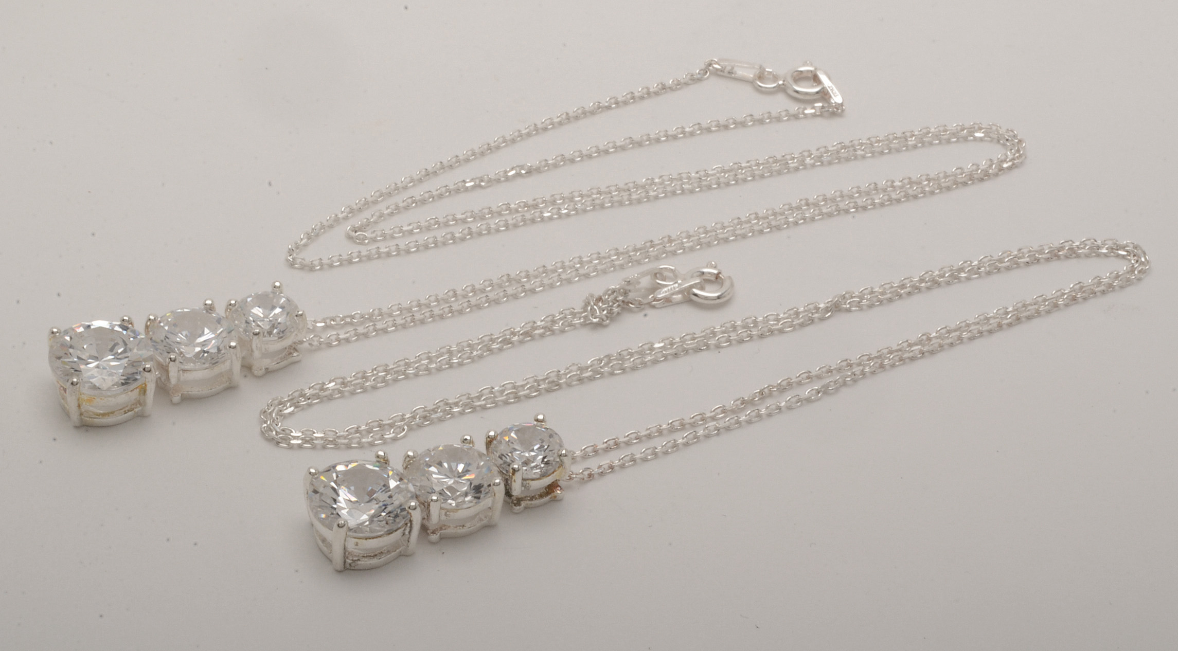 Sterling Silver Rings and Pendant Necklaces with Cubic Zirconia and Glass Stones