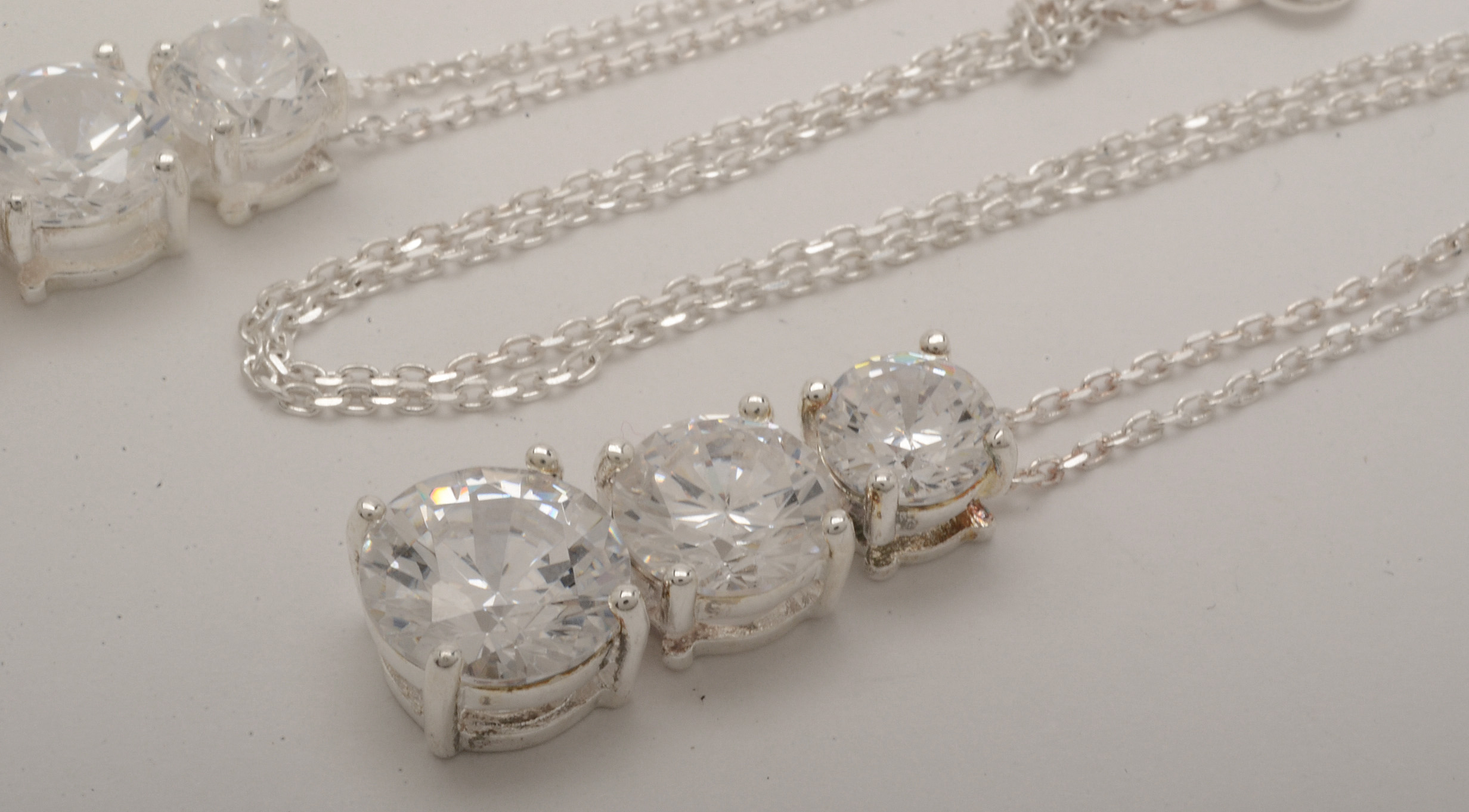 Sterling Silver Rings and Pendant Necklaces with Cubic Zirconia and Glass Stones