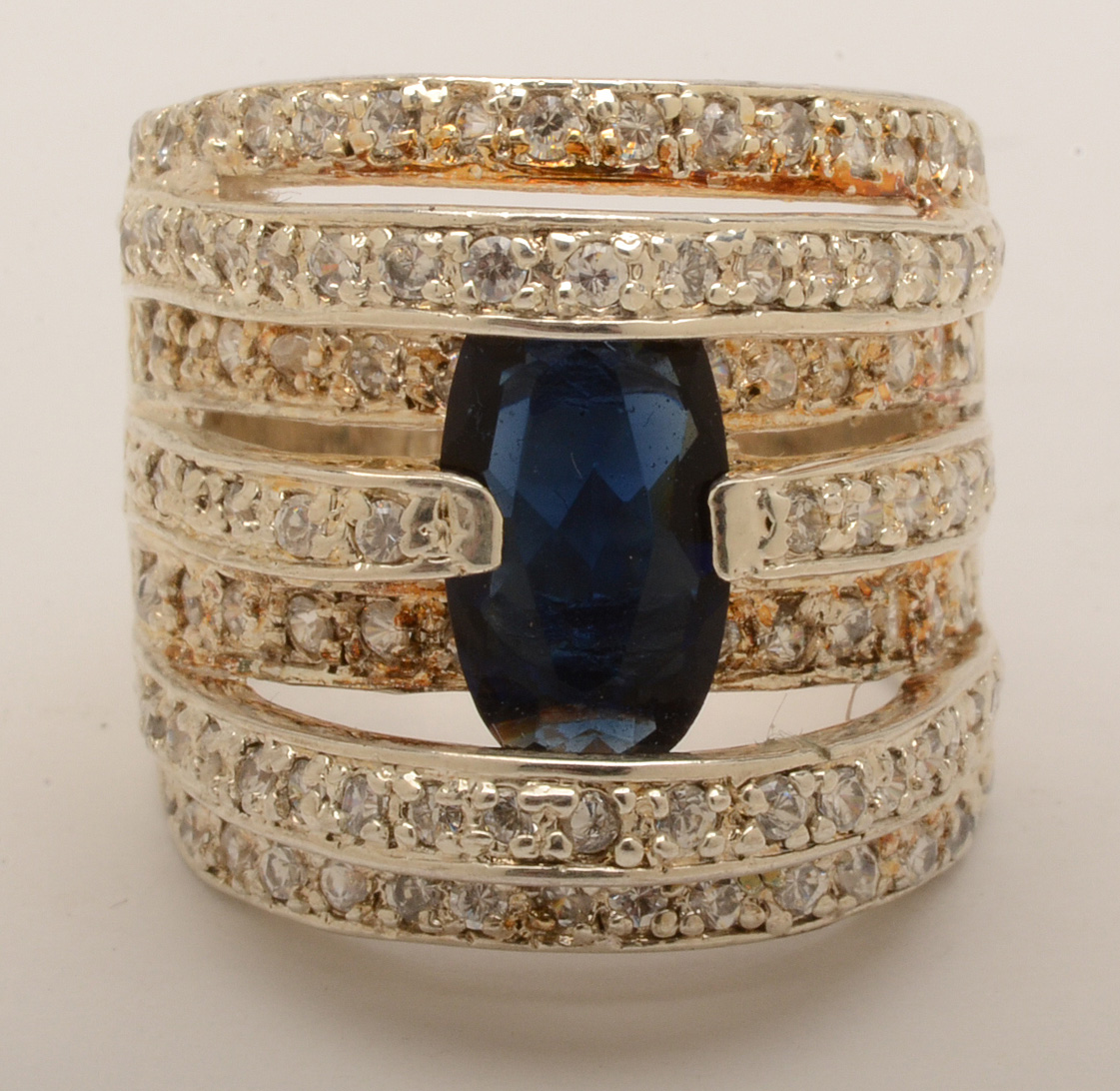 Sterling Silver Rings and Pendant Necklaces with Cubic Zirconia and Glass Stones