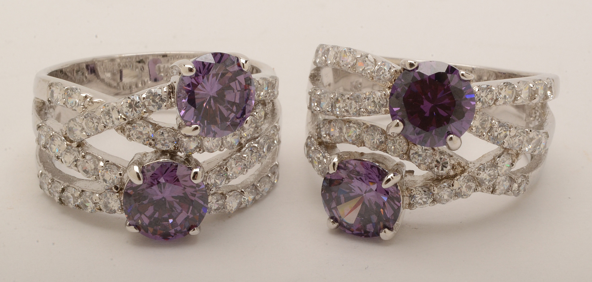 Sterling Silver Rings and Pendant Necklaces with Cubic Zirconia and Glass Stones