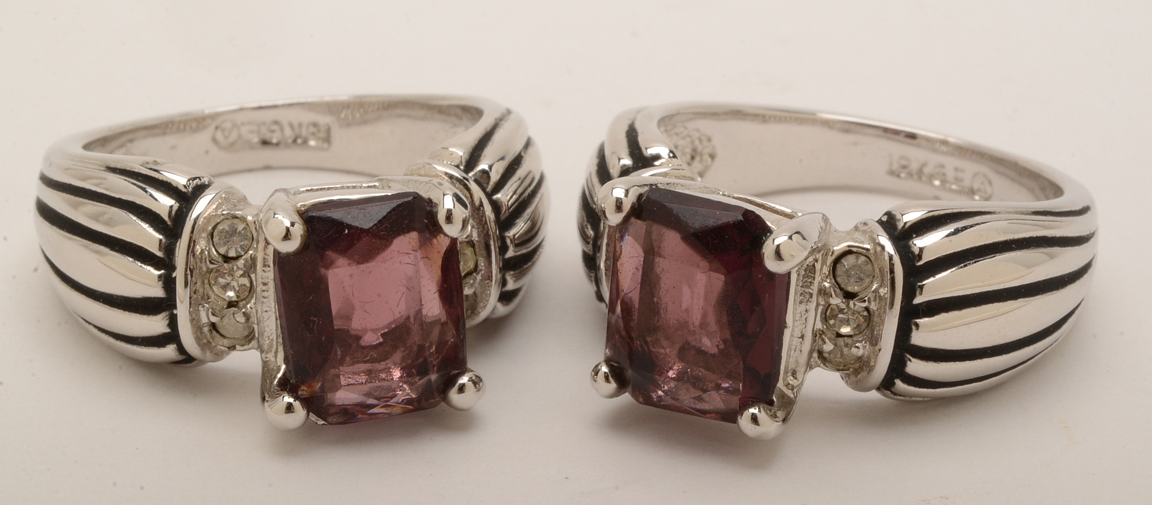 Sterling Silver Rings and Pendant Necklaces with Cubic Zirconia and Glass Stones