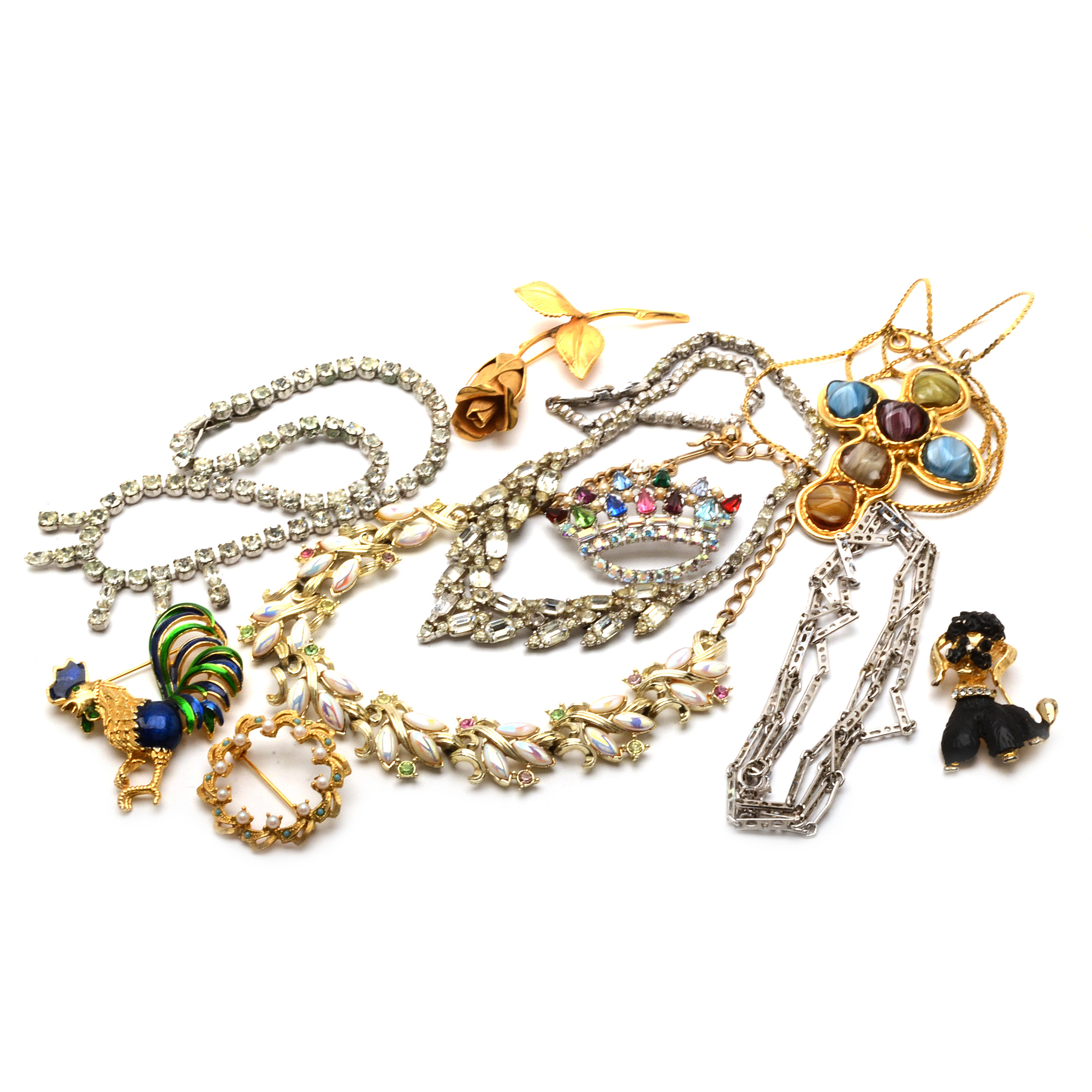 Vintage Costume Jewelry Including Crown Trifari and Giovanni