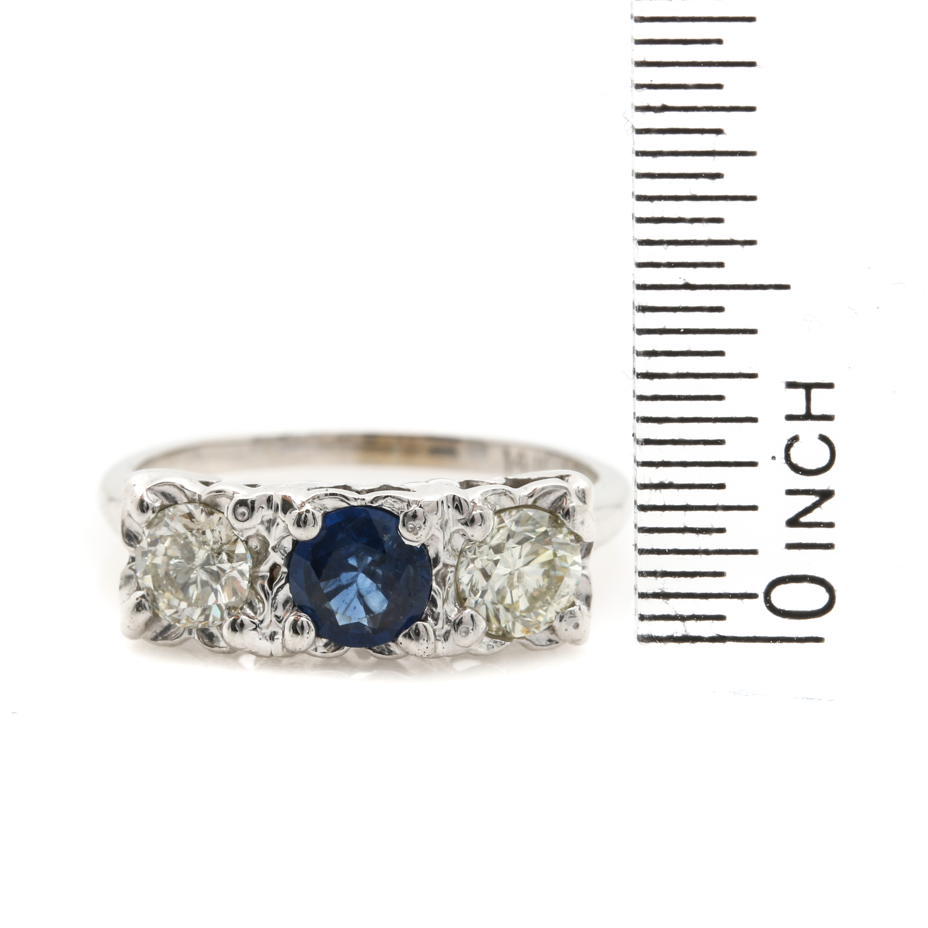 14K White Gold Sapphire and Diamond Ring