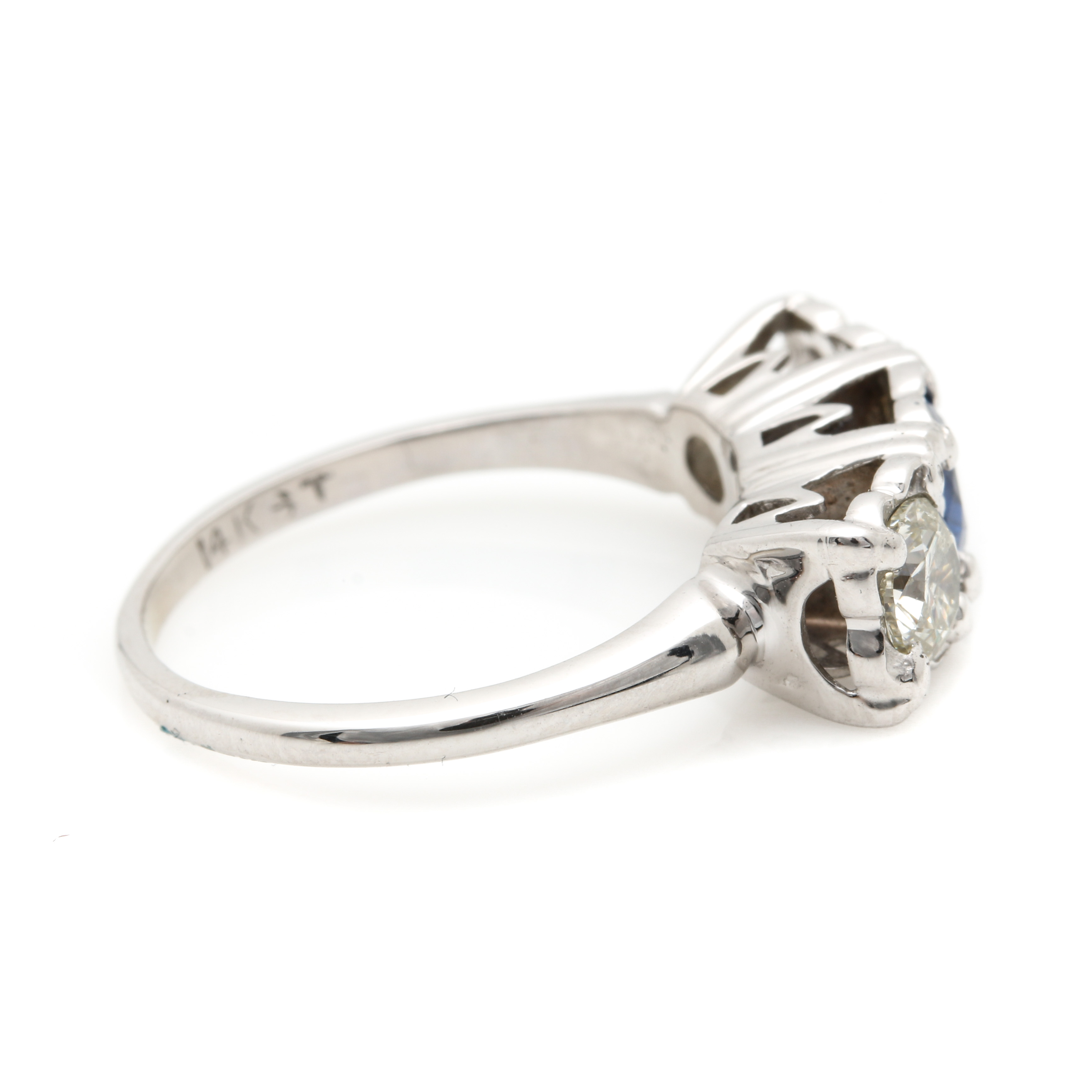 14K White Gold Sapphire and Diamond Ring