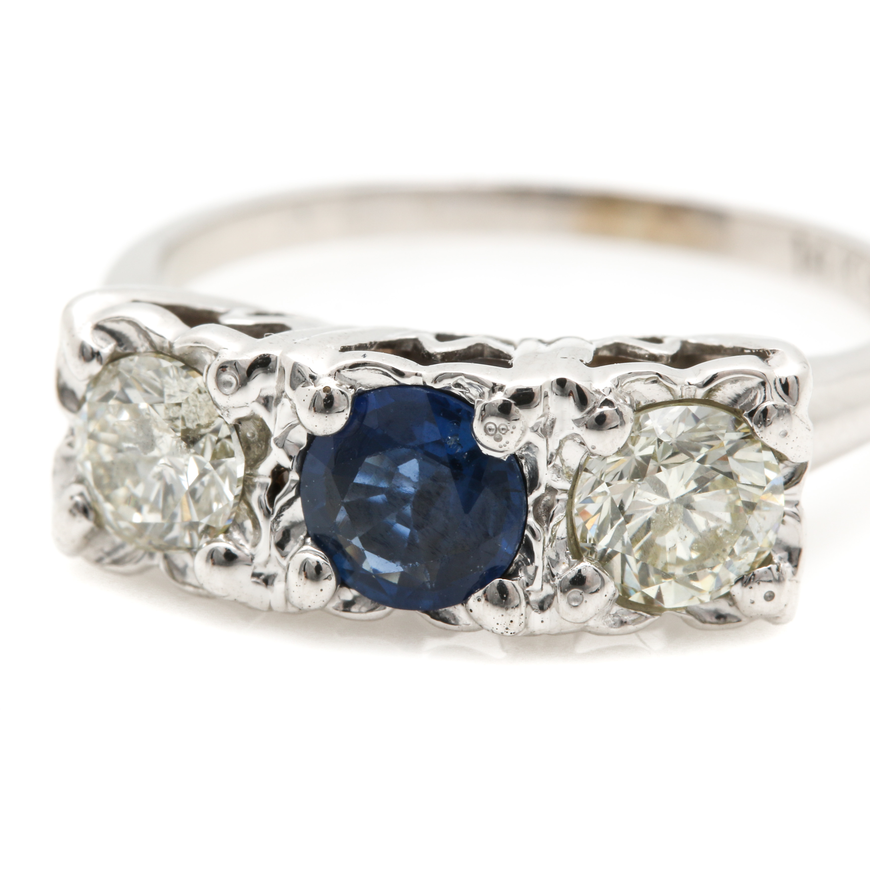 14K White Gold Sapphire and Diamond Ring