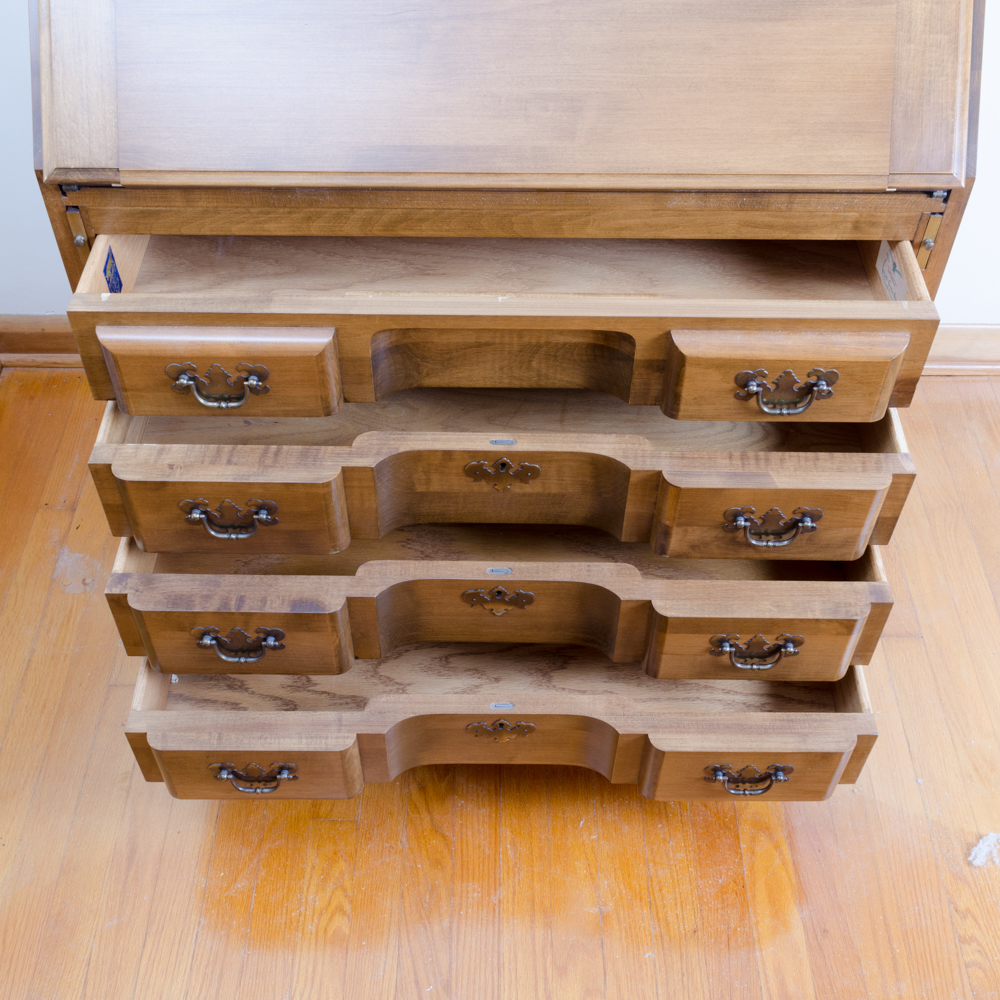 Colonial Style Maple Fall-Front Desk and Chair by Maddox