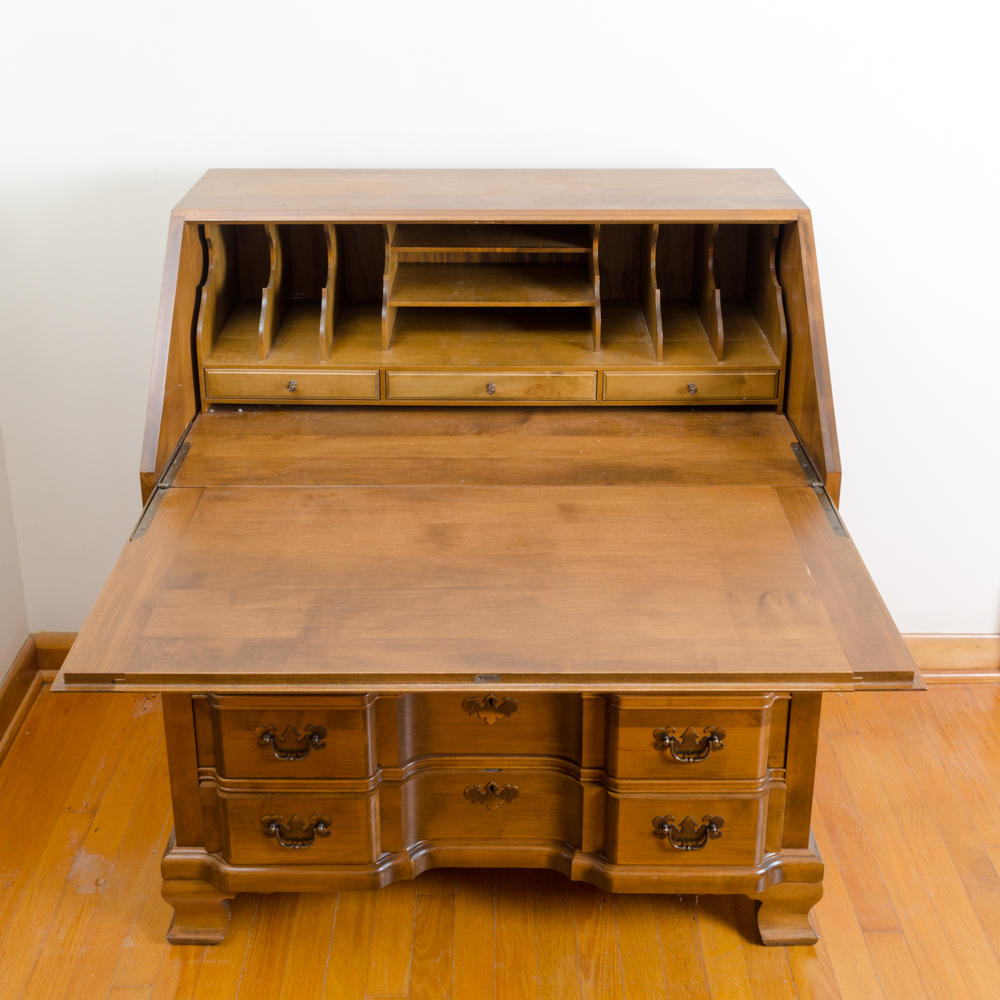 Colonial Style Maple Fall-Front Desk and Chair by Maddox