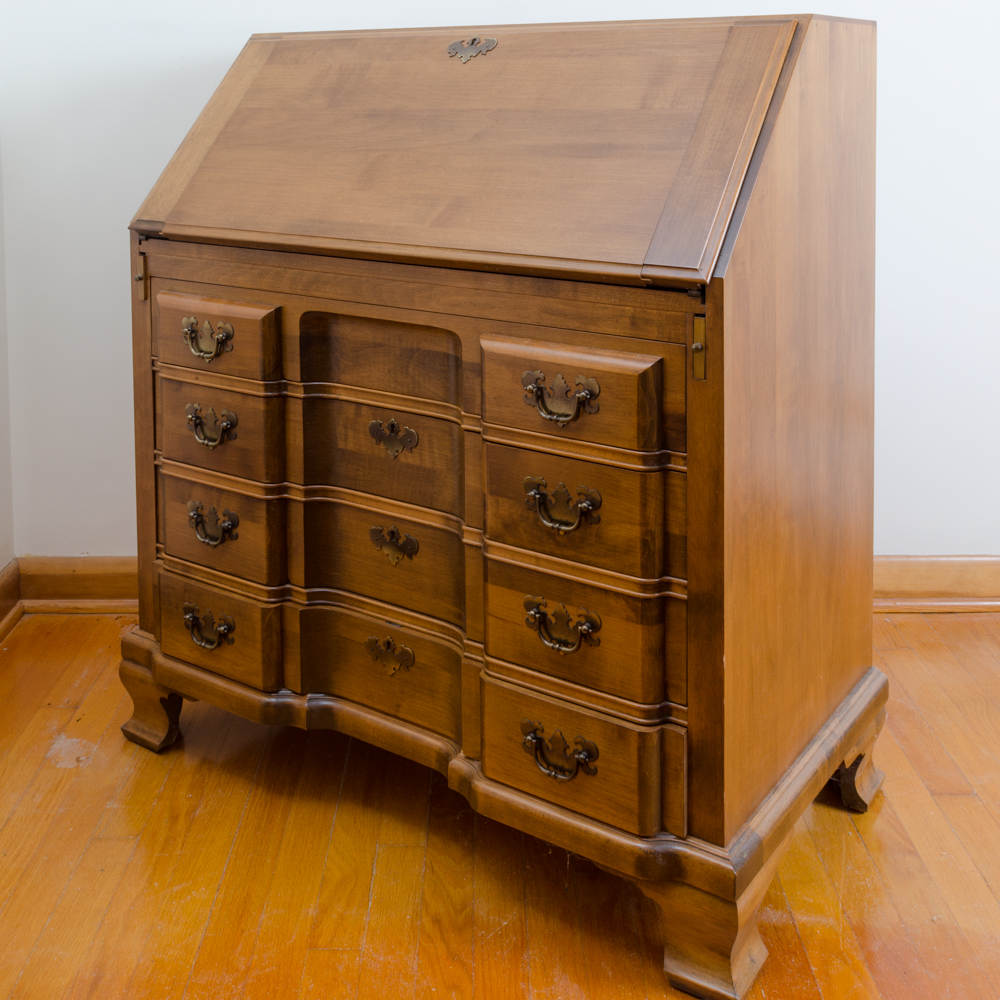 Colonial Style Maple Fall-Front Desk and Chair by Maddox