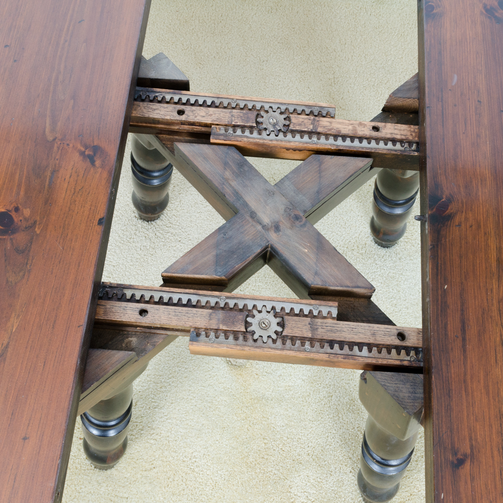 Vintage Pine Table with Leaf Inserts and Captains Chairs