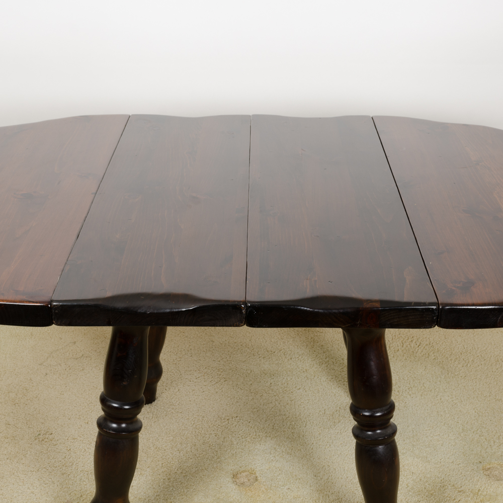 Vintage Pine Table with Leaf Inserts and Captains Chairs