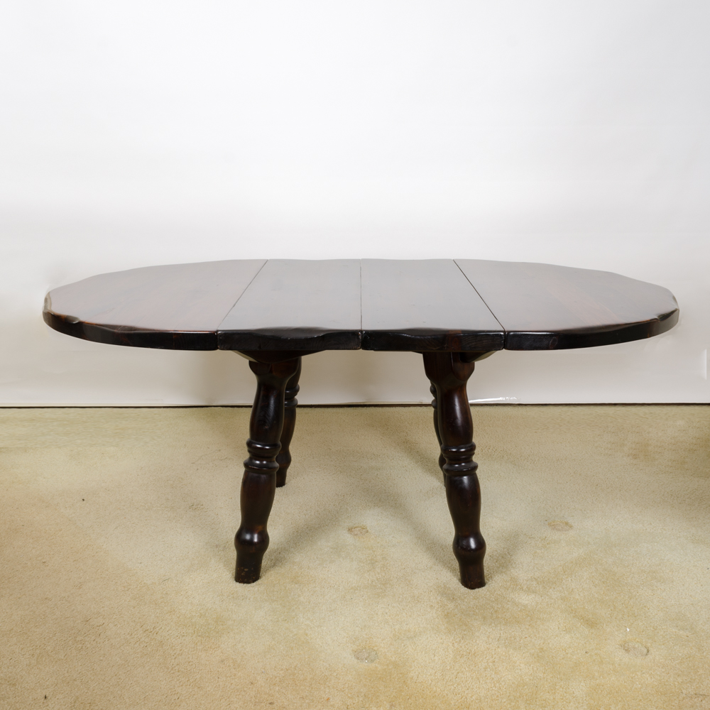 Vintage Pine Table with Leaf Inserts and Captains Chairs