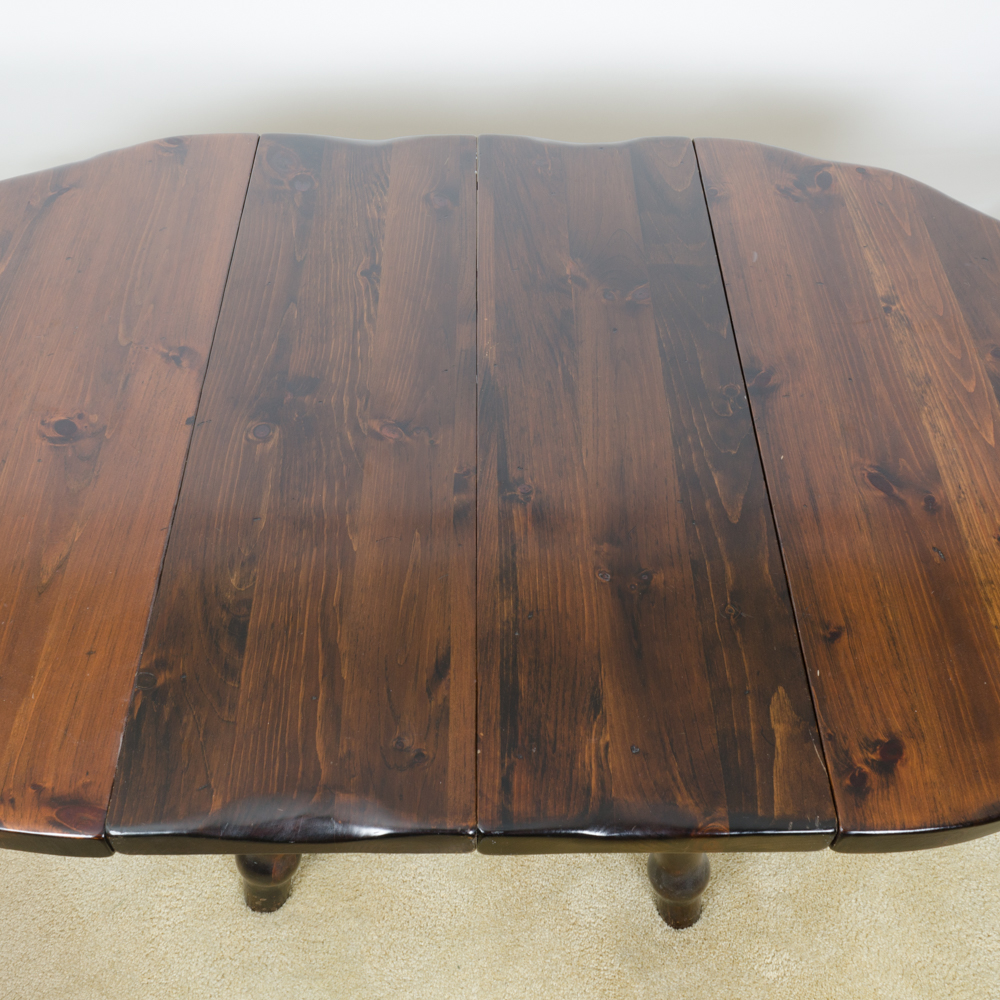 Vintage Pine Table with Leaf Inserts and Captains Chairs