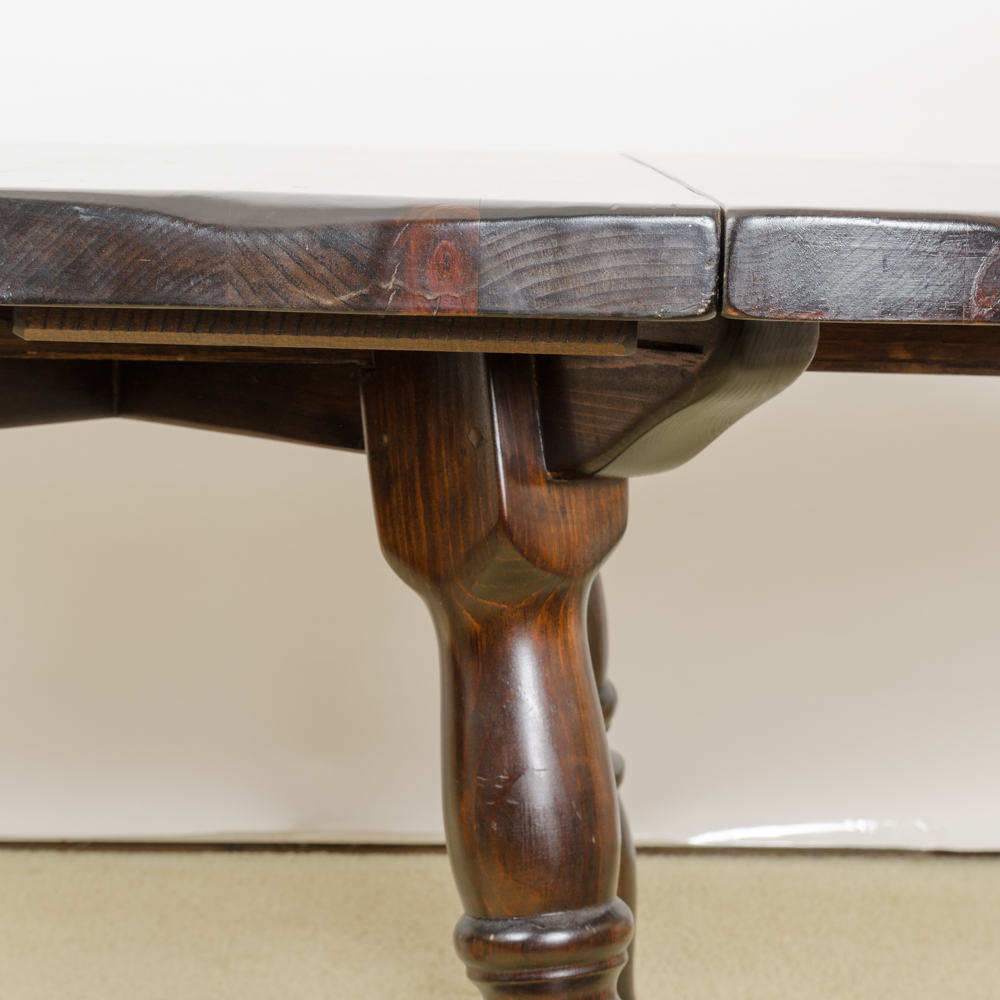 Vintage Pine Table with Leaf Inserts and Captains Chairs