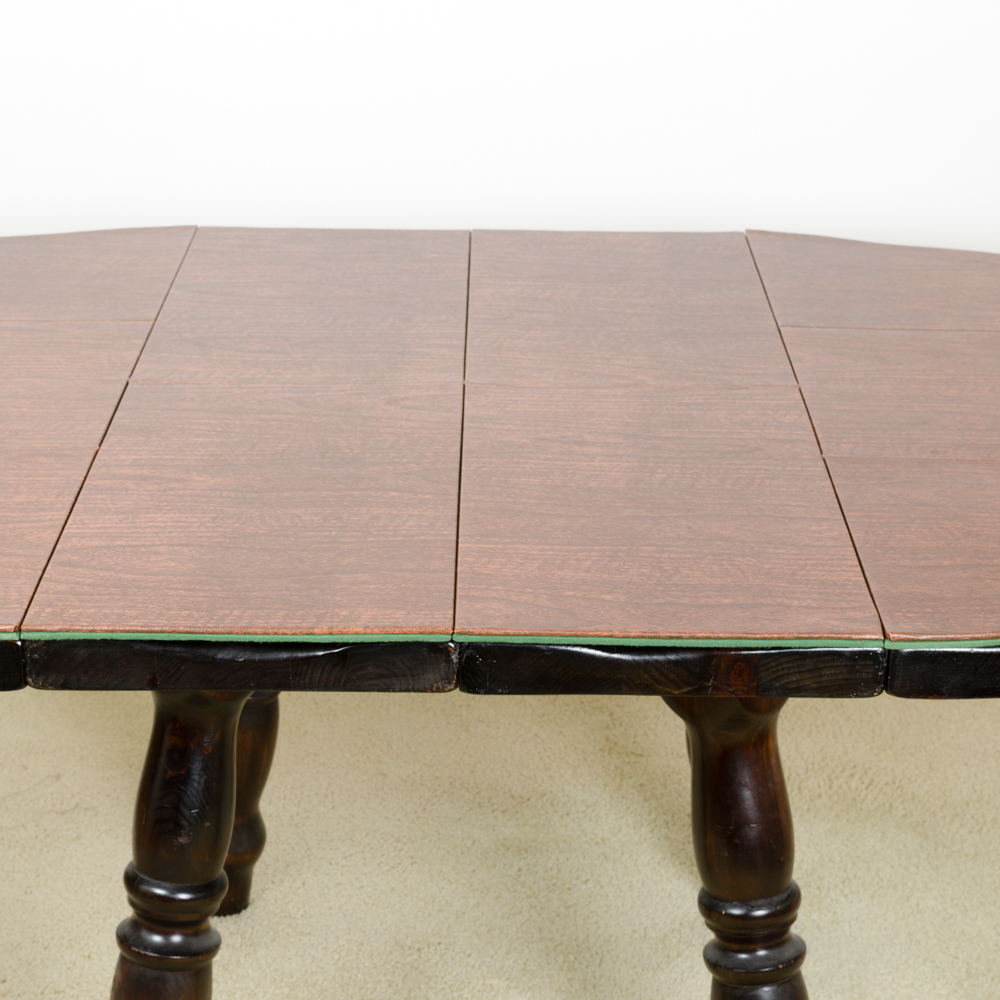 Vintage Pine Table with Leaf Inserts and Captains Chairs