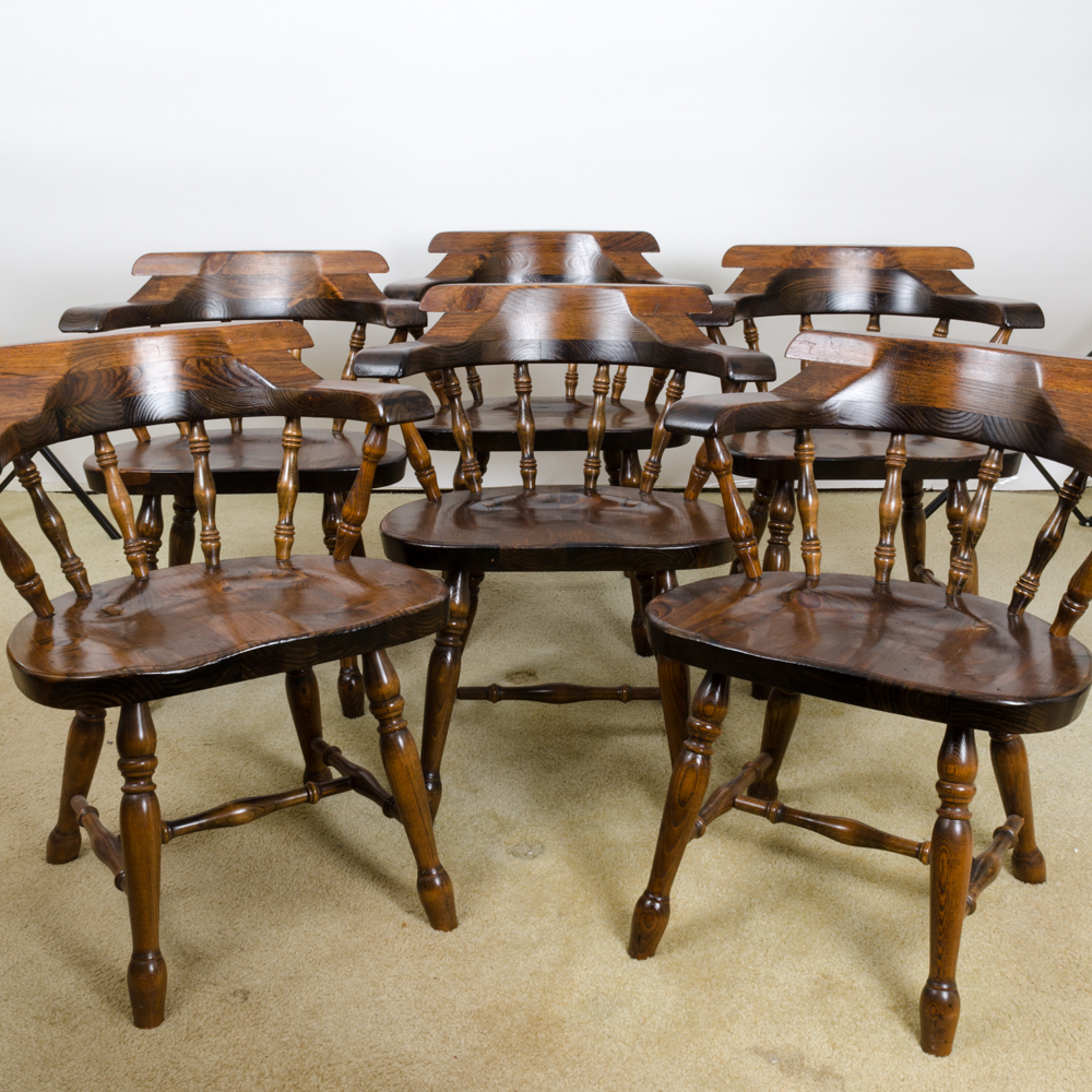 Vintage Pine Table with Leaf Inserts and Captains Chairs