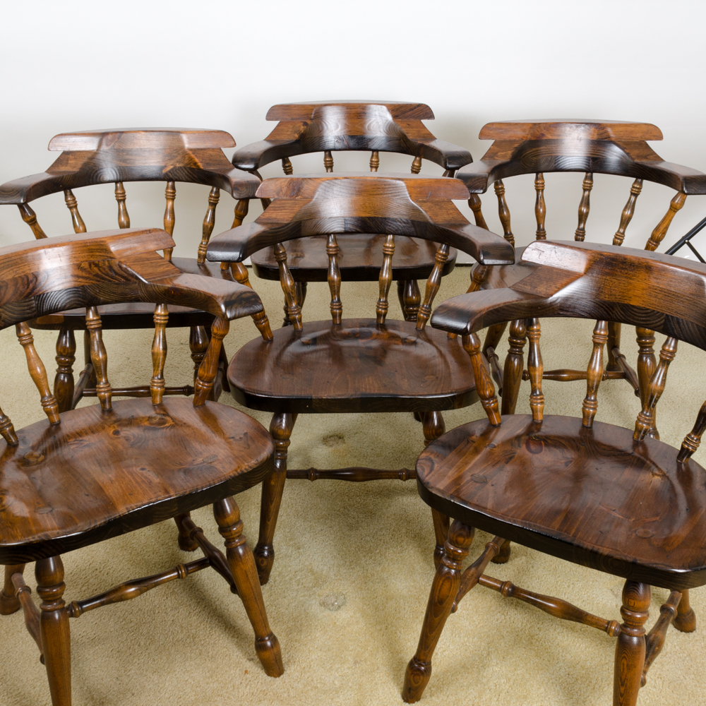 Vintage Pine Table with Leaf Inserts and Captains Chairs