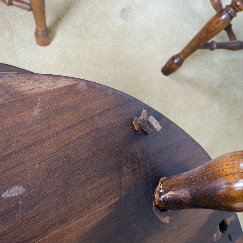 Vintage Pine Table with Leaf Inserts and Captains Chairs