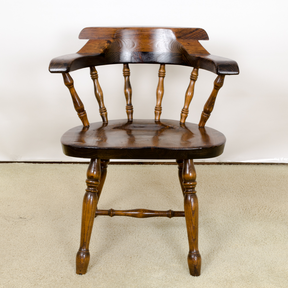 Vintage Pine Table with Leaf Inserts and Captains Chairs
