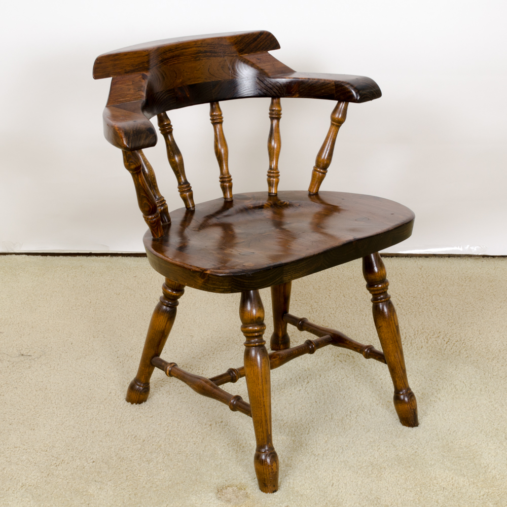 Vintage Pine Table with Leaf Inserts and Captains Chairs