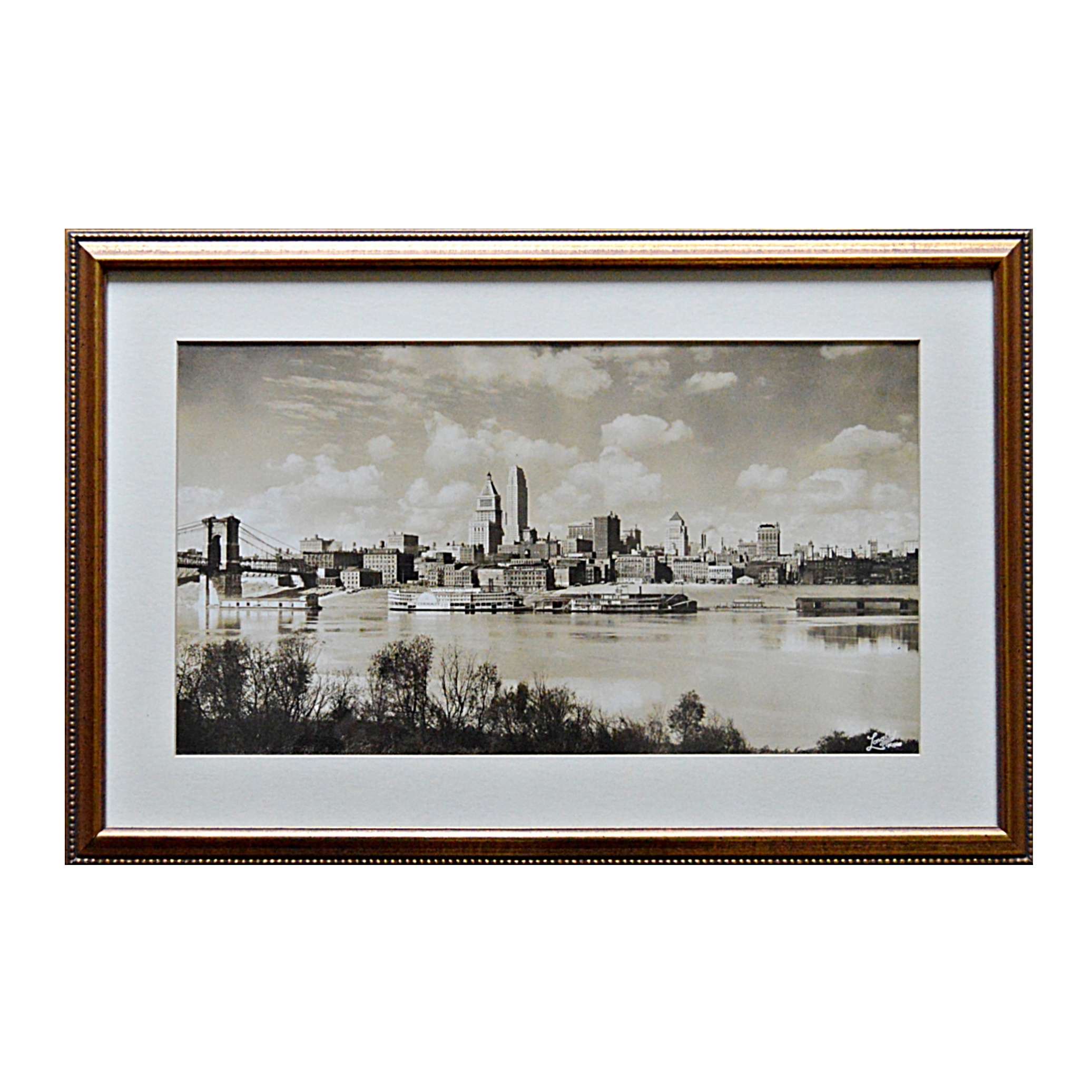 Vintage Chas H. Longley Gelatin-Silver Photograph of Cincinnati Skyline