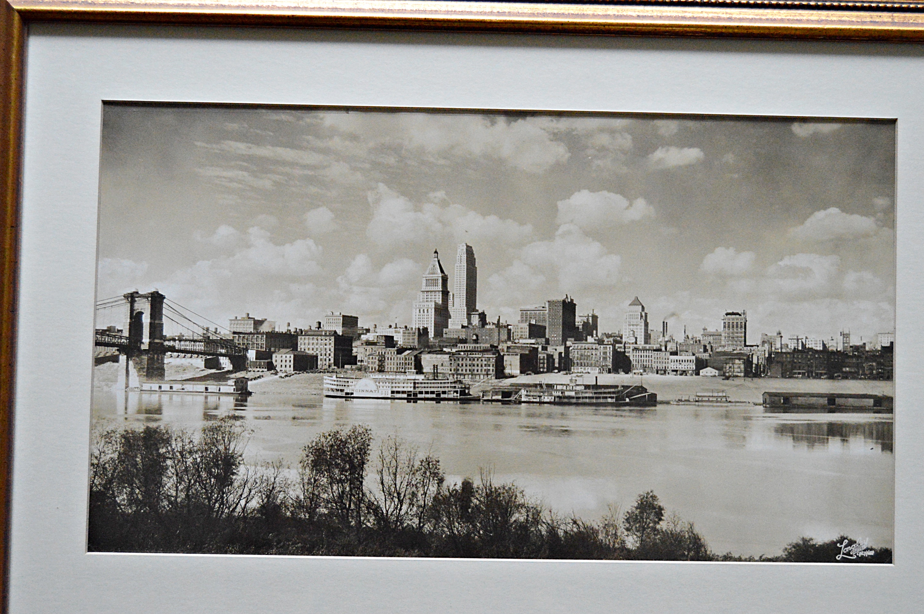 Vintage Chas H. Longley Gelatin-Silver Photograph of Cincinnati Skyline