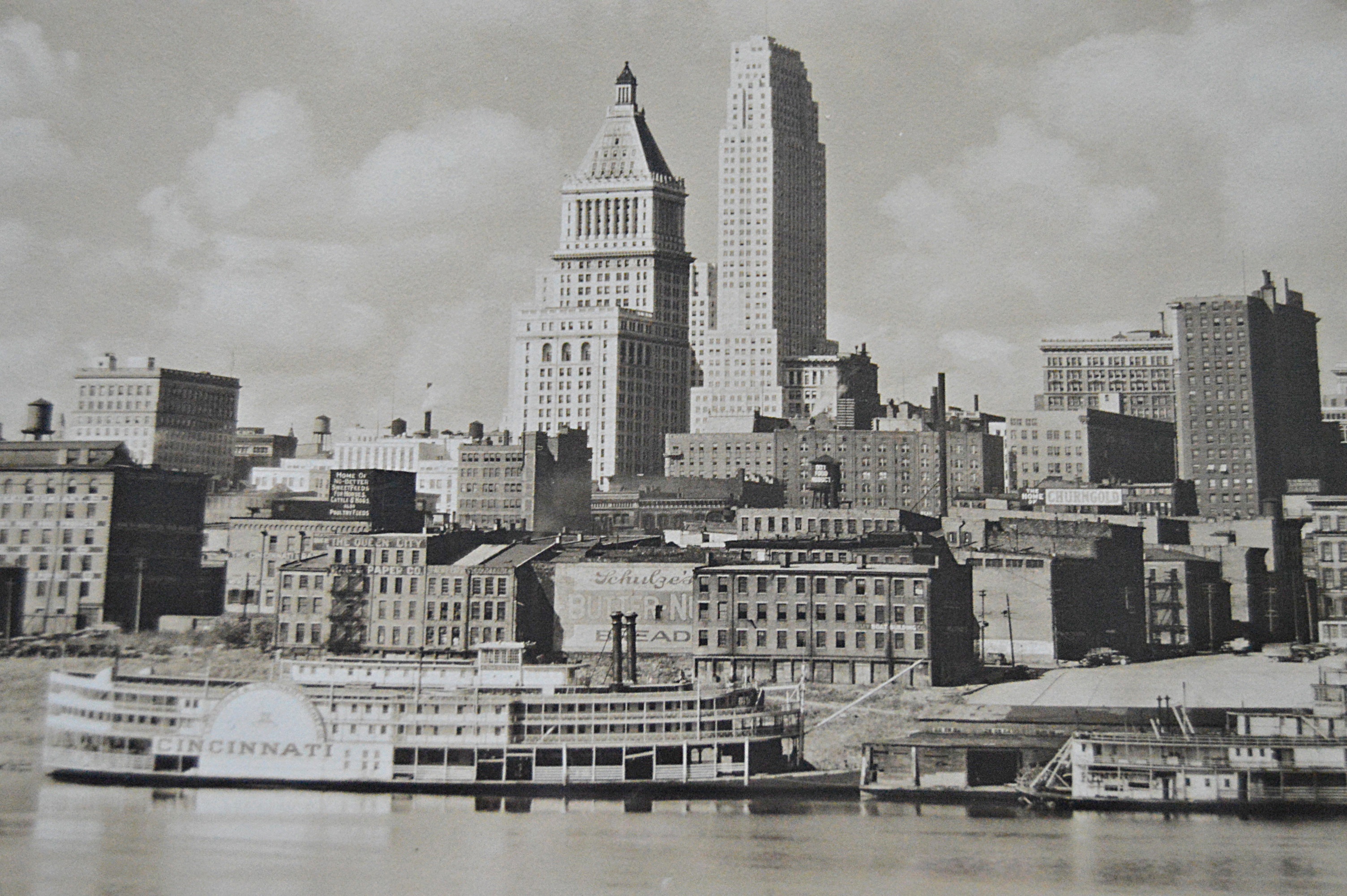 Vintage Chas H. Longley Gelatin-Silver Photograph of Cincinnati Skyline