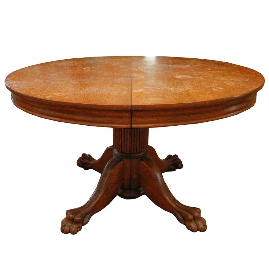 Antique Oak Pedestal Dining Table