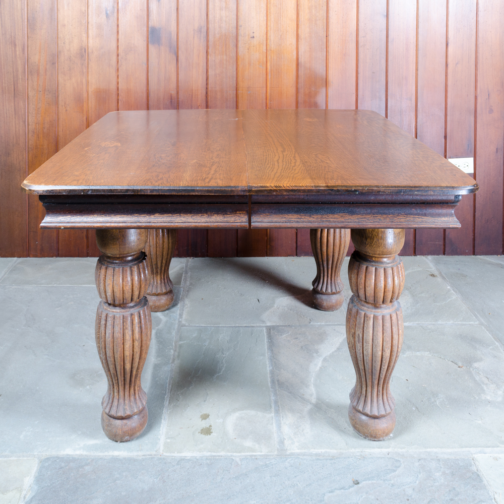 Vintage Oak Dining Table with Leaf Inserts and Chairs