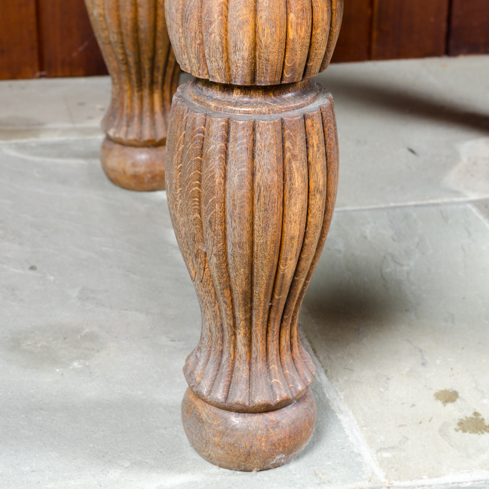 Vintage Oak Dining Table with Leaf Inserts and Chairs