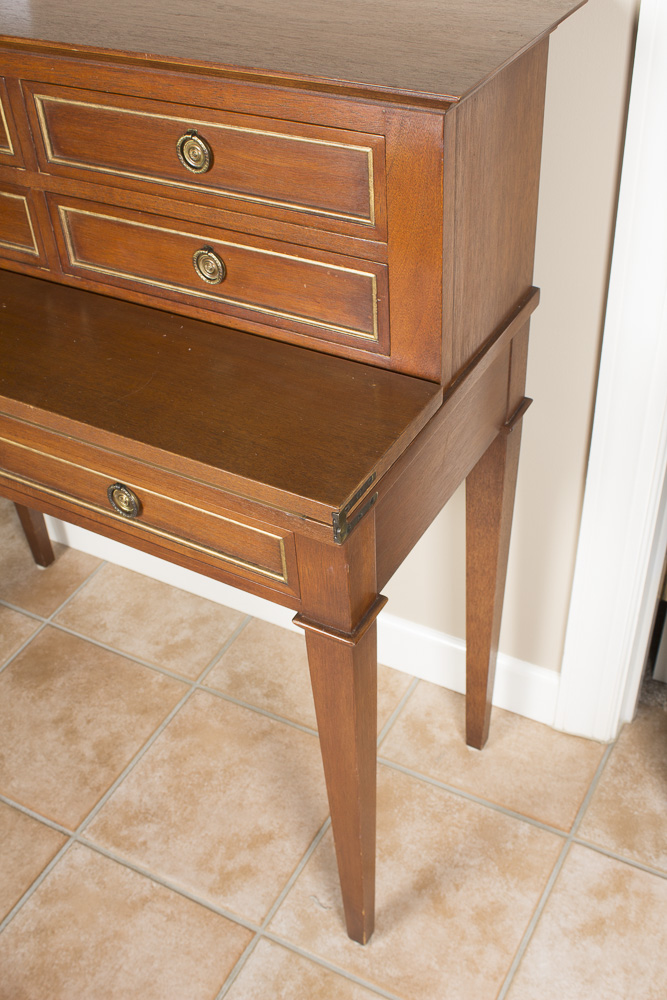 Vintage Neoclassical Style Mahogany Writing Desk by Johnson Furniture Company